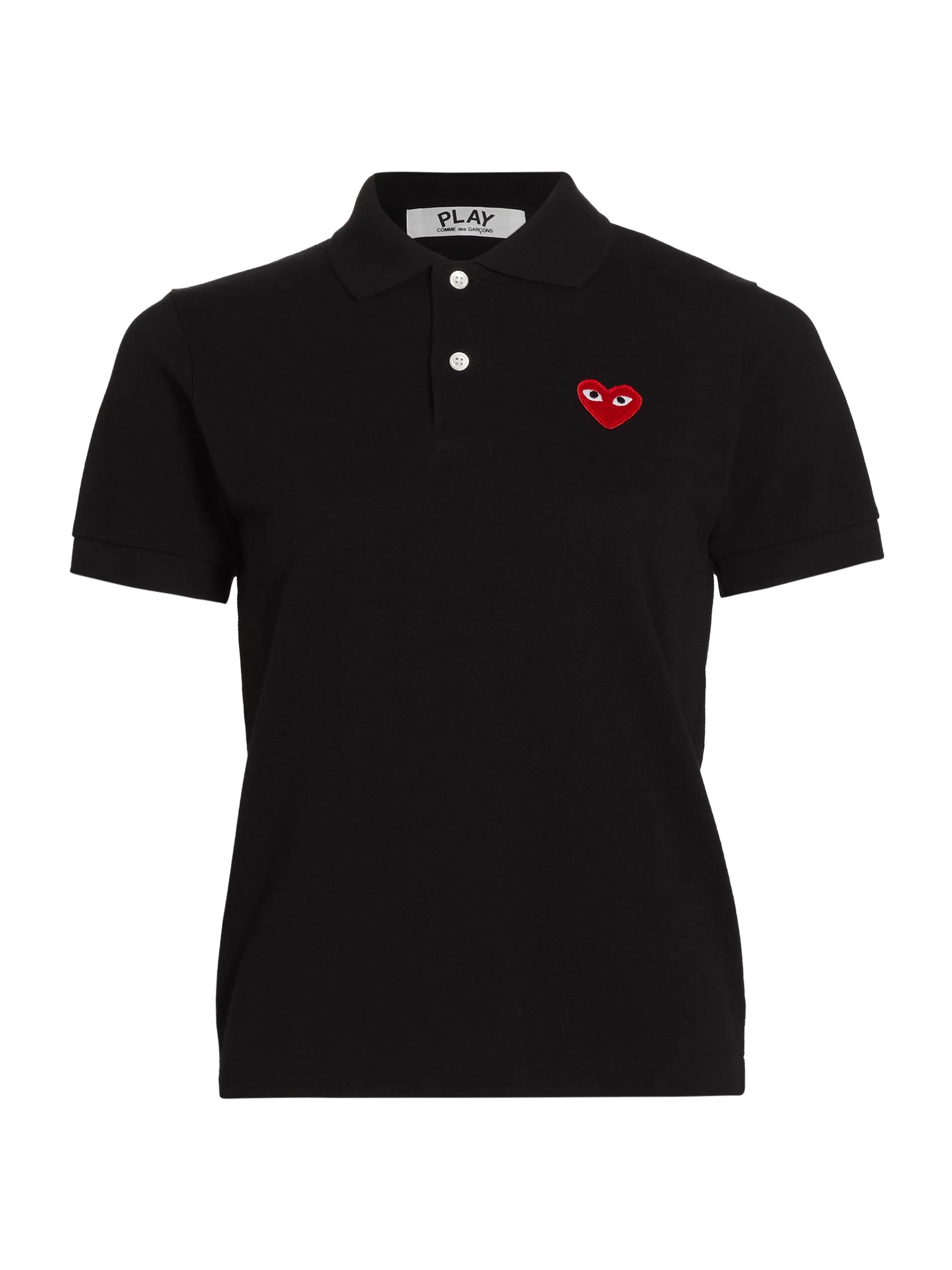 Women's Heart Cotton Polo Shirt - Black - 1