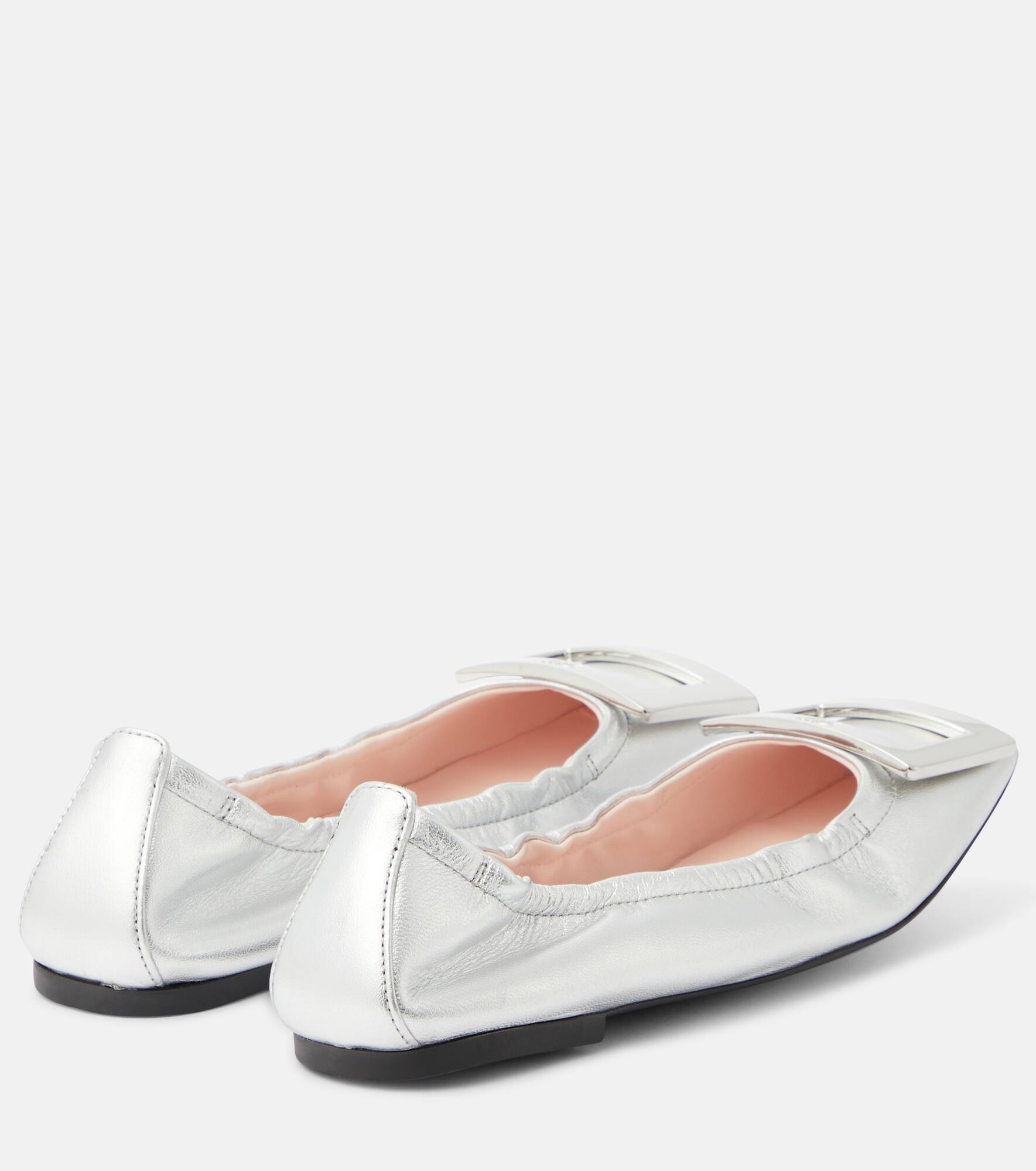 Viv' Pockette metallic leather ballet flats - 3