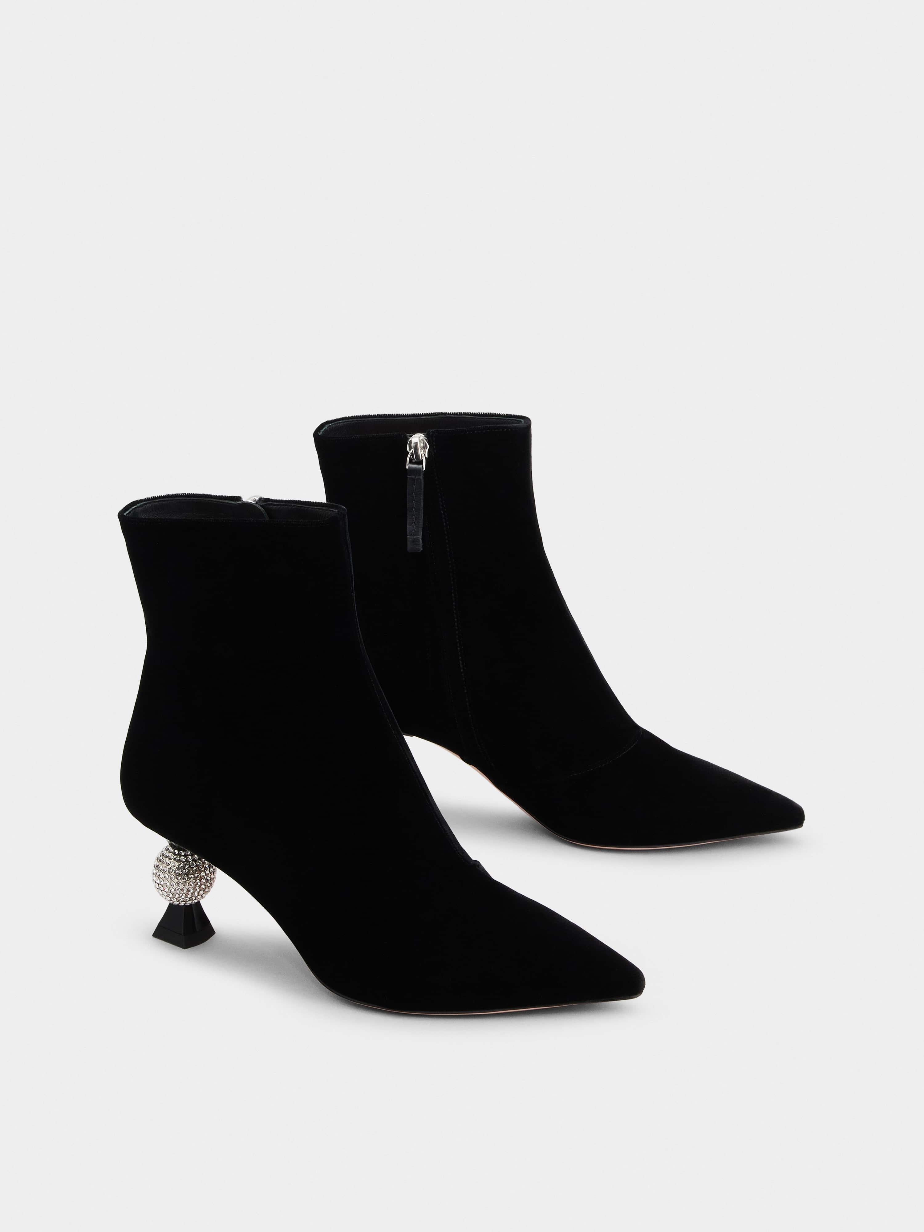 Vivier Marlène Strass Booties in Velvet - 2