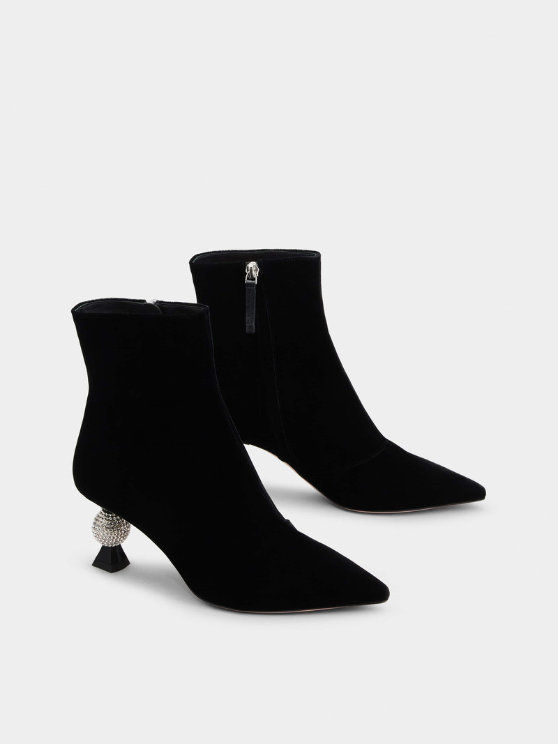 Vivier Marlène Strass Booties in Velvet 2