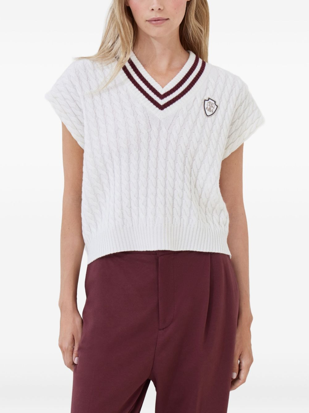 cable-knit v-neck sweater - 2