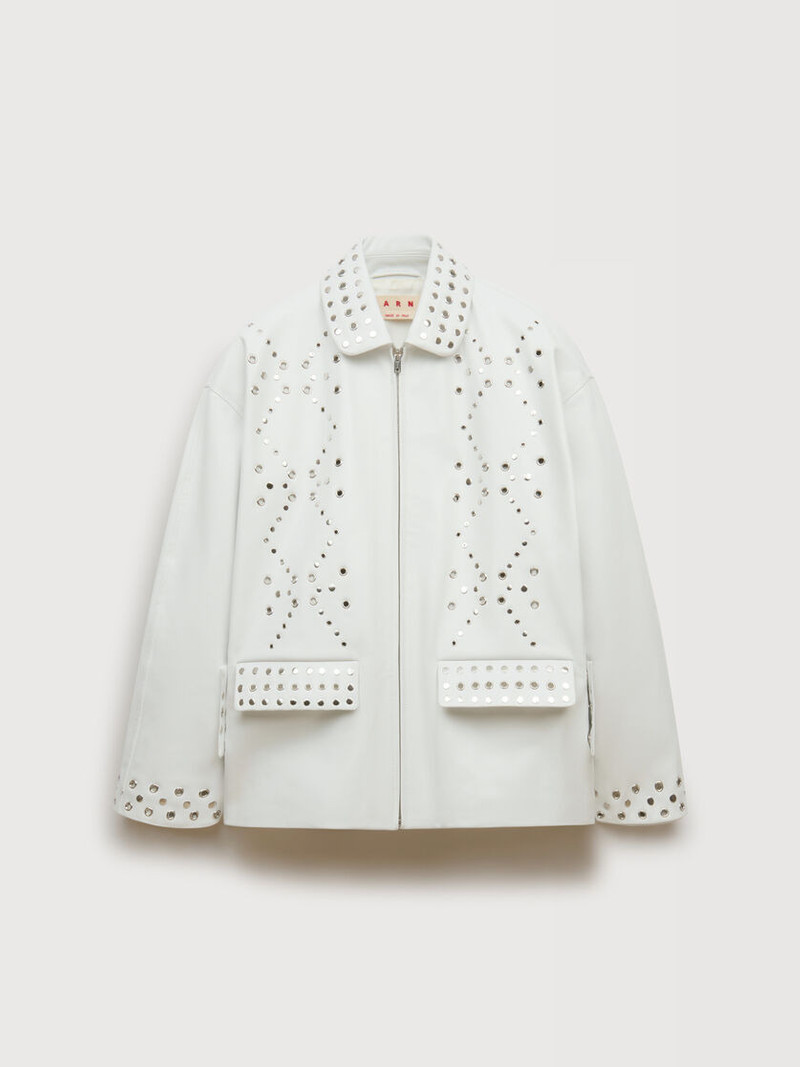 WHITE LEATHER JACKET WITH STUDS 1