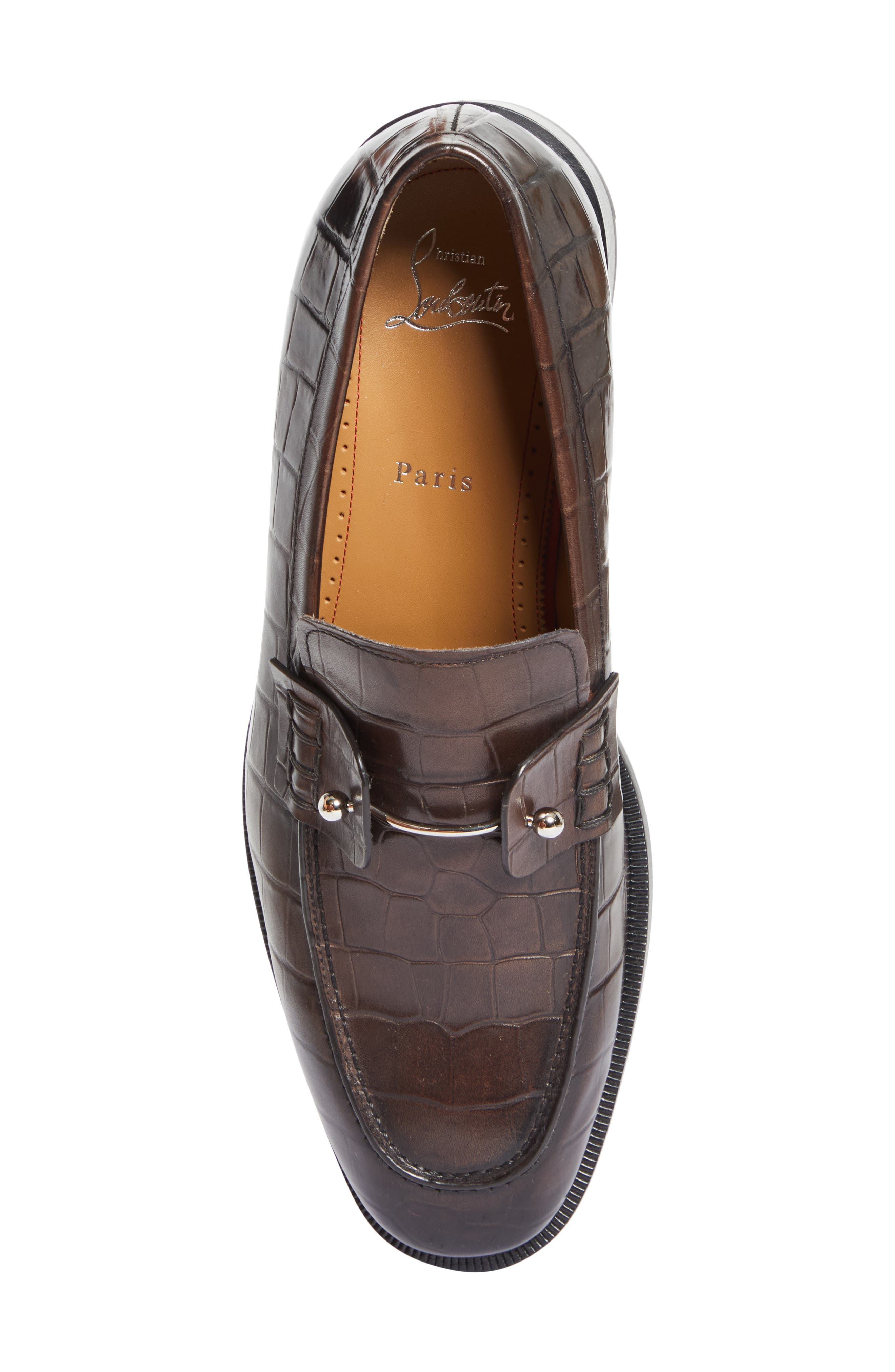 Christian Louboutin Chambelimoc Croc Embossed Loafer in Cosme at Nordstrom - 5