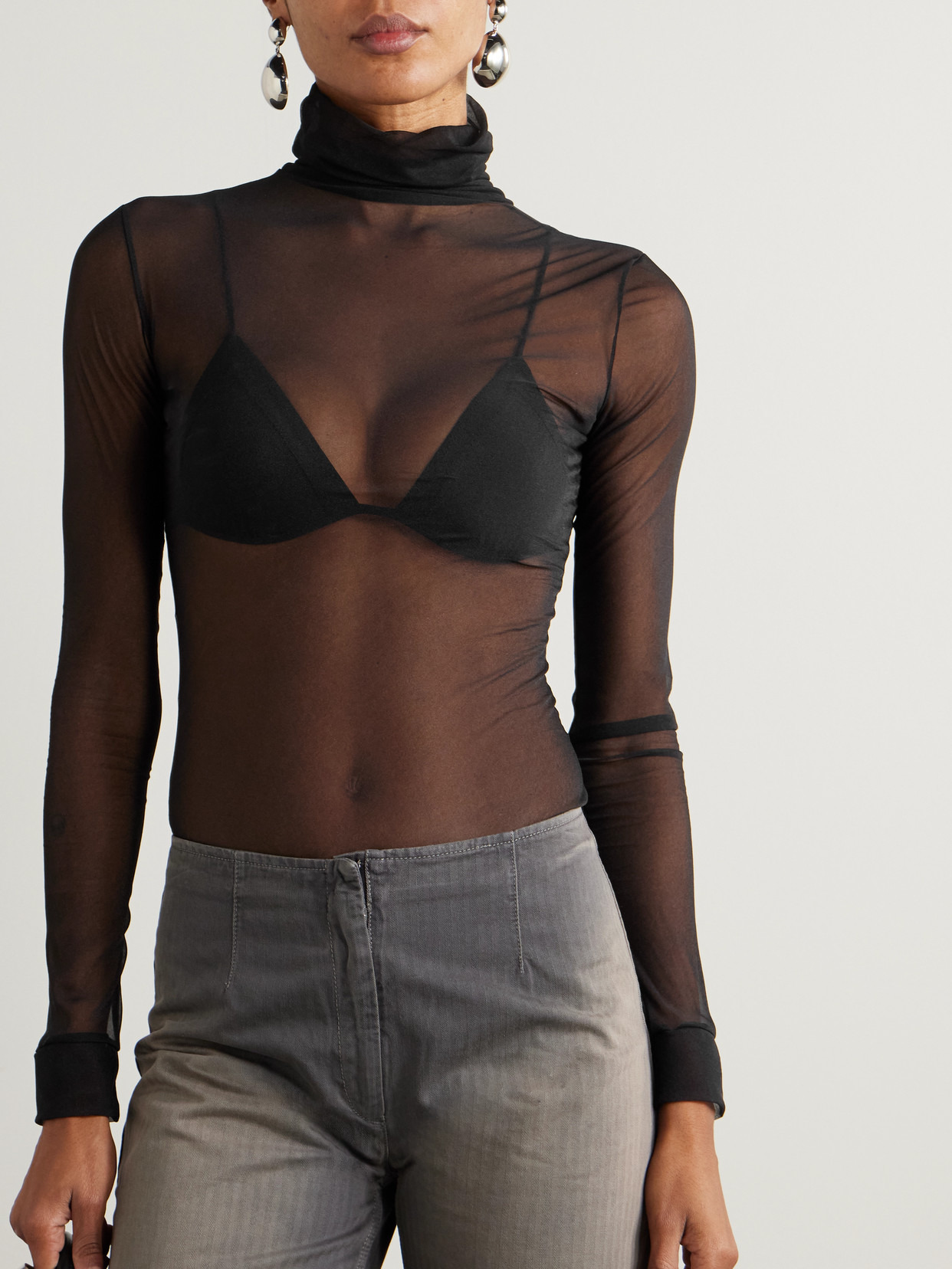 Chiffon Turtleneck Bodysuit - 4