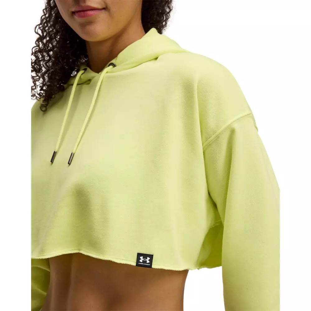 Women's UA Icon Terry Crop Hoodie - Yellow/White - 3