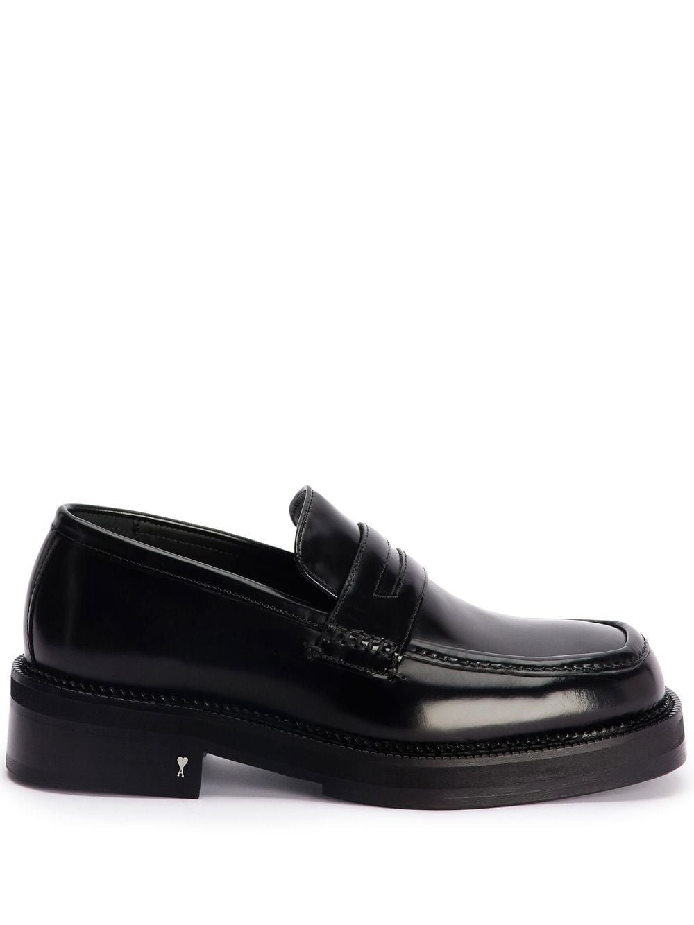 square-toe patent-leather loafers - 1