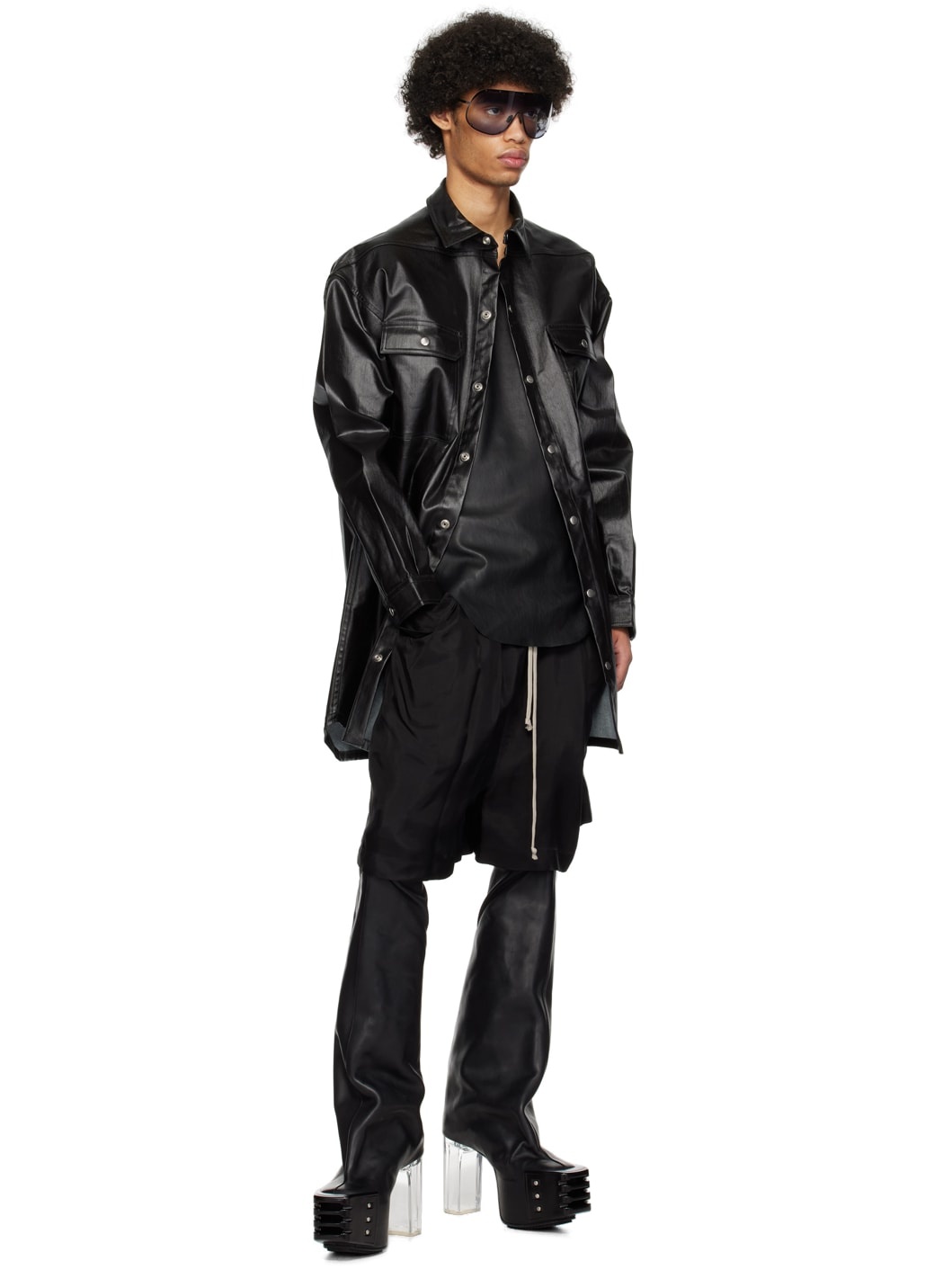 Black Dropped Shoulder Denim Shirt - 4