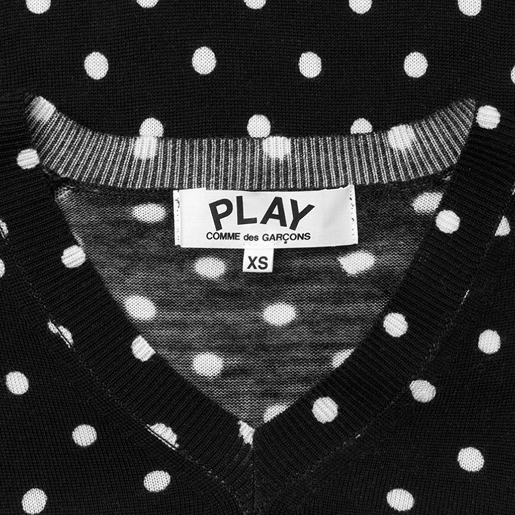 COMME DES GARCONS PLAY WOMENS POLKA DOT SWEATER - BLACK - 3