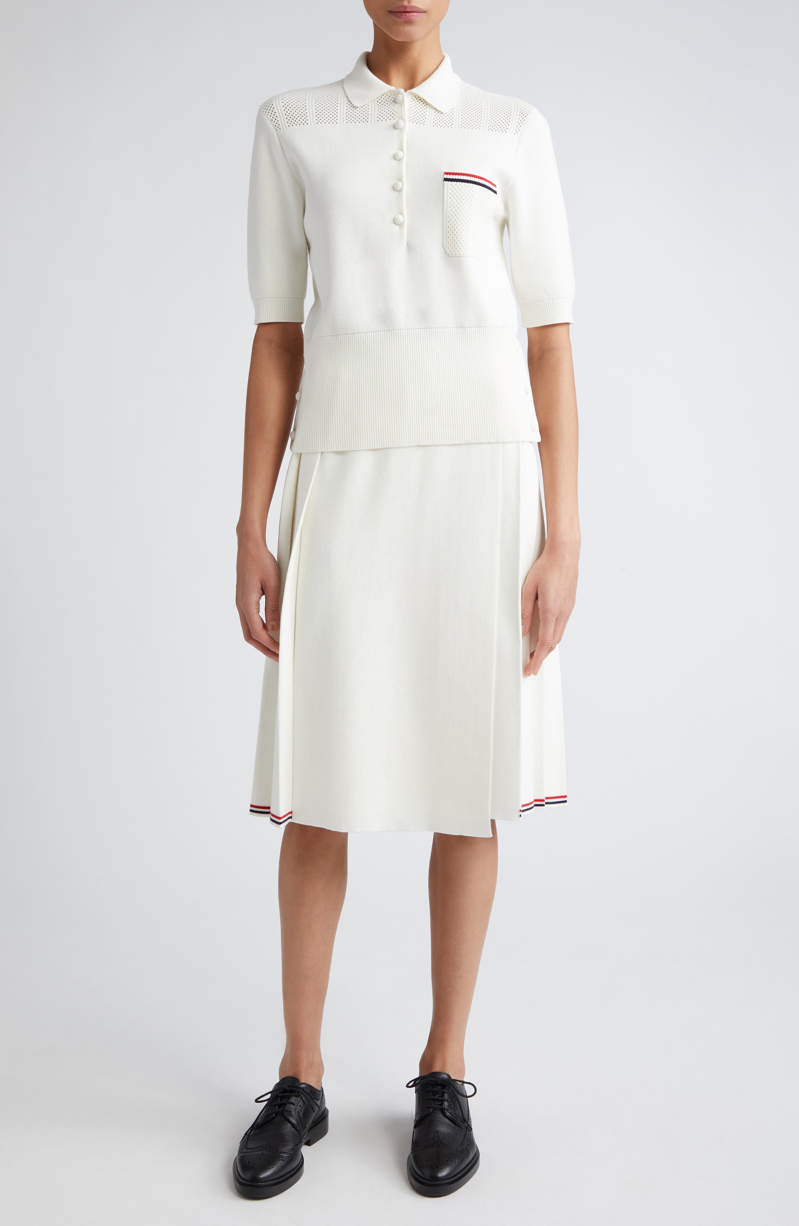 Pleat Back Cotton Sweater Skirt - 2