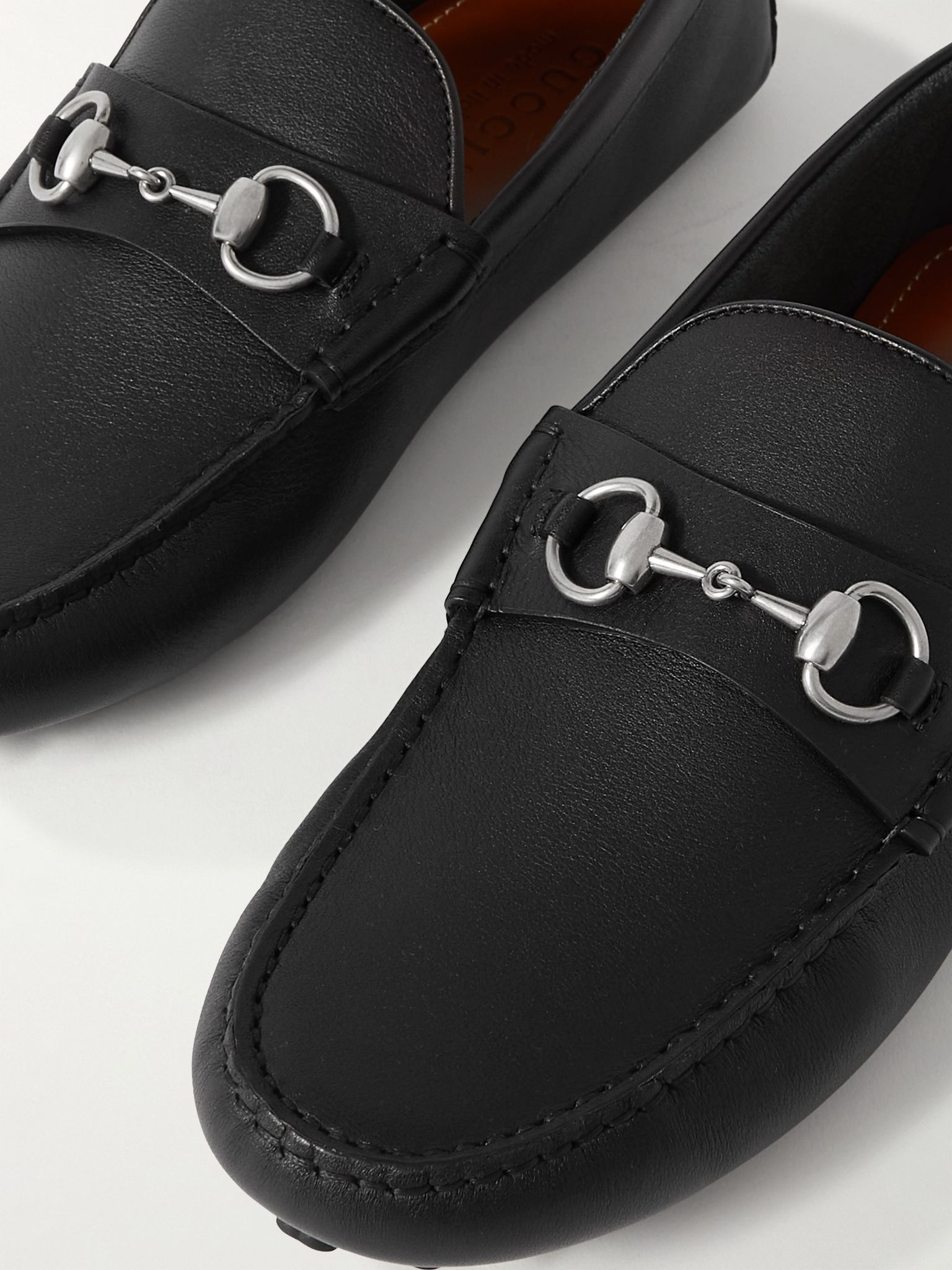 Byorn Horsebit-Embellished Leather Driving Shoes Black - 6