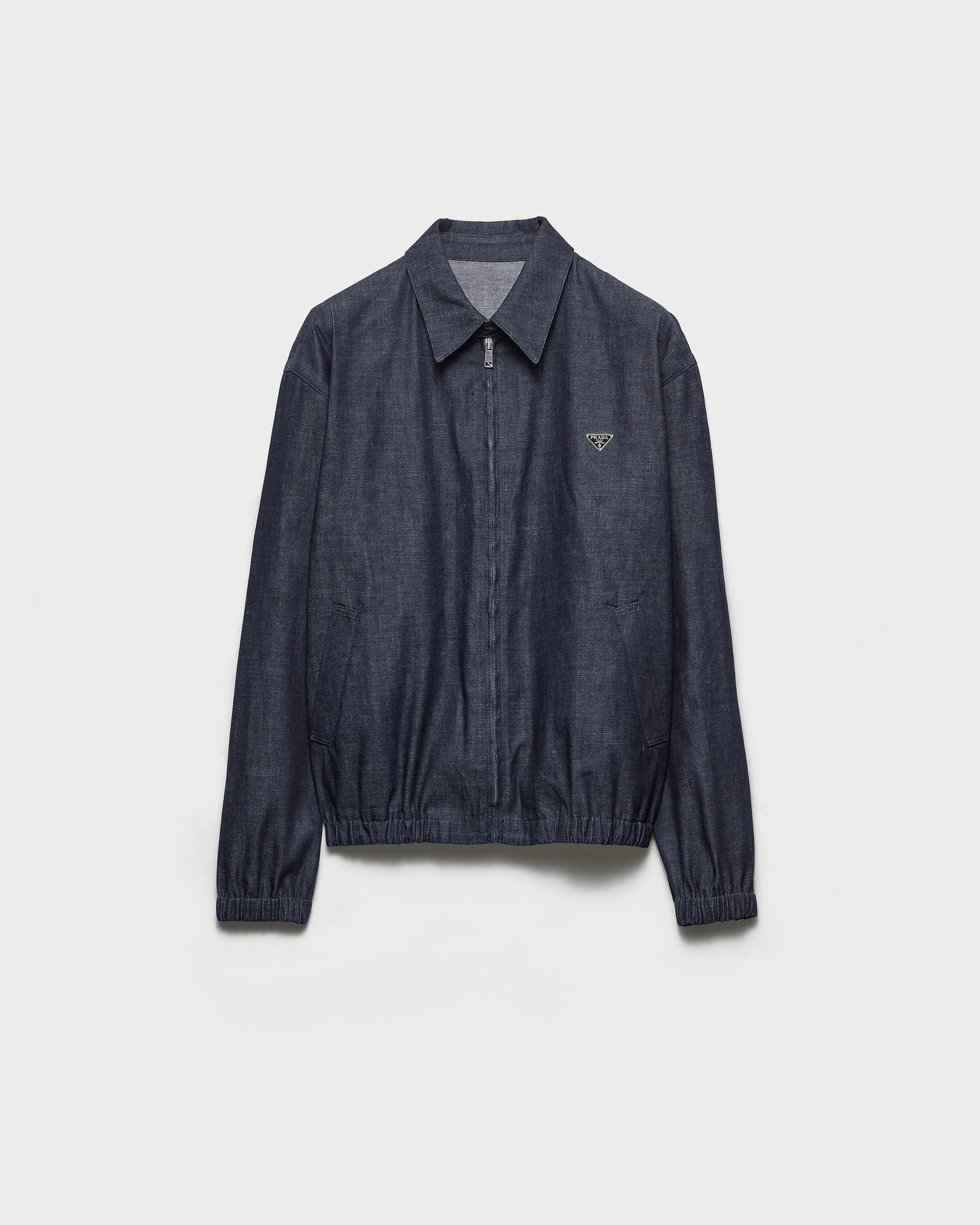 Chambray denim blouson zipper jacket - 1
