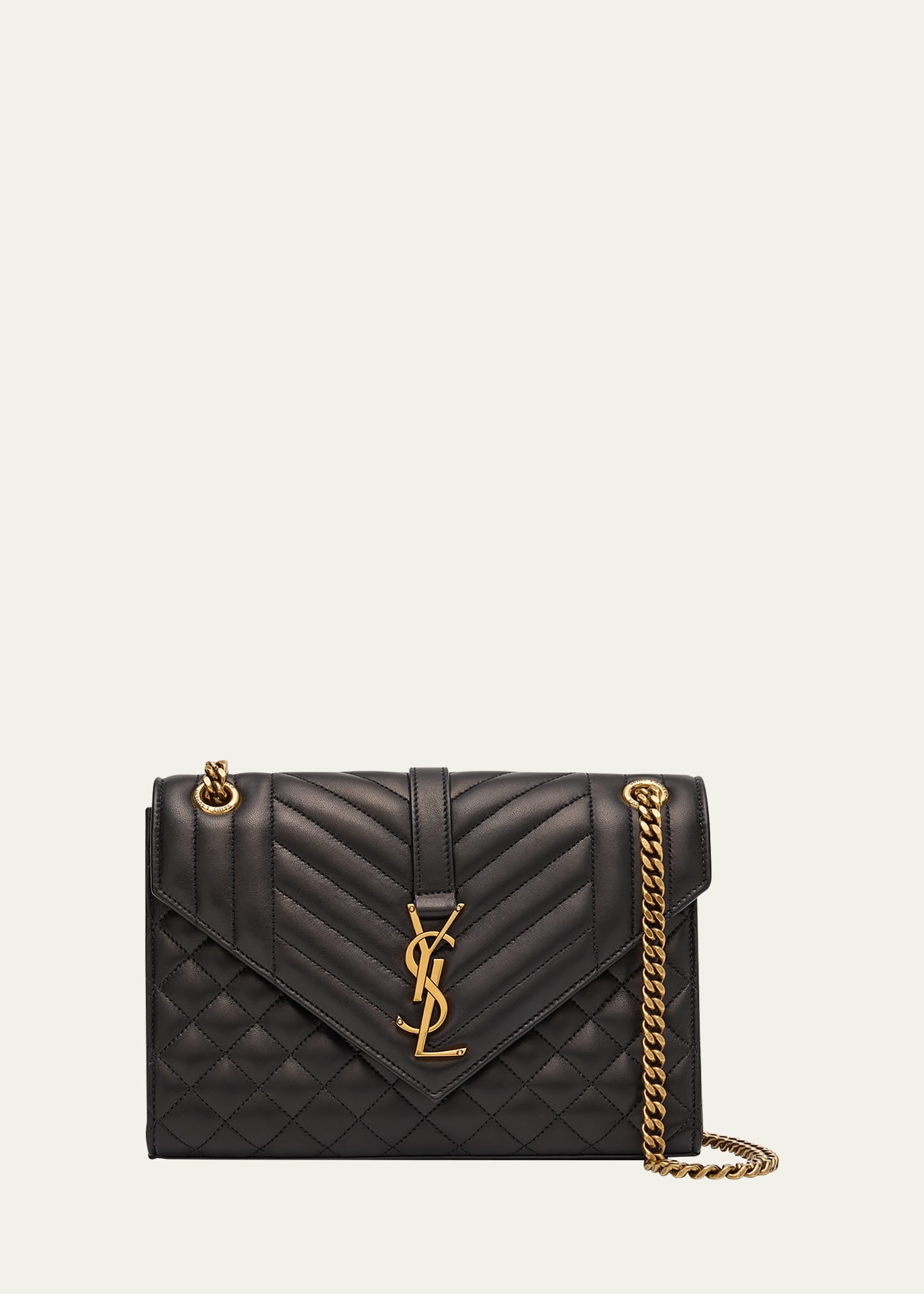 Envelope Triquilt Medium YSL Shoulder Bag in Smooth Quilted Leather - 1