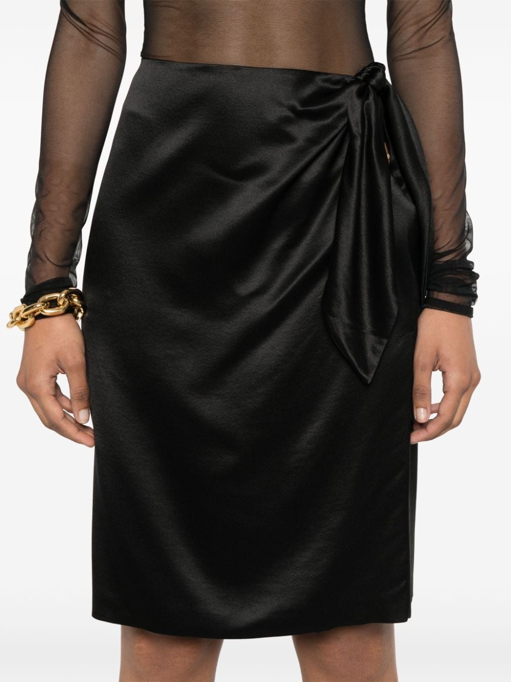 knot-detailing silk skirt - 5