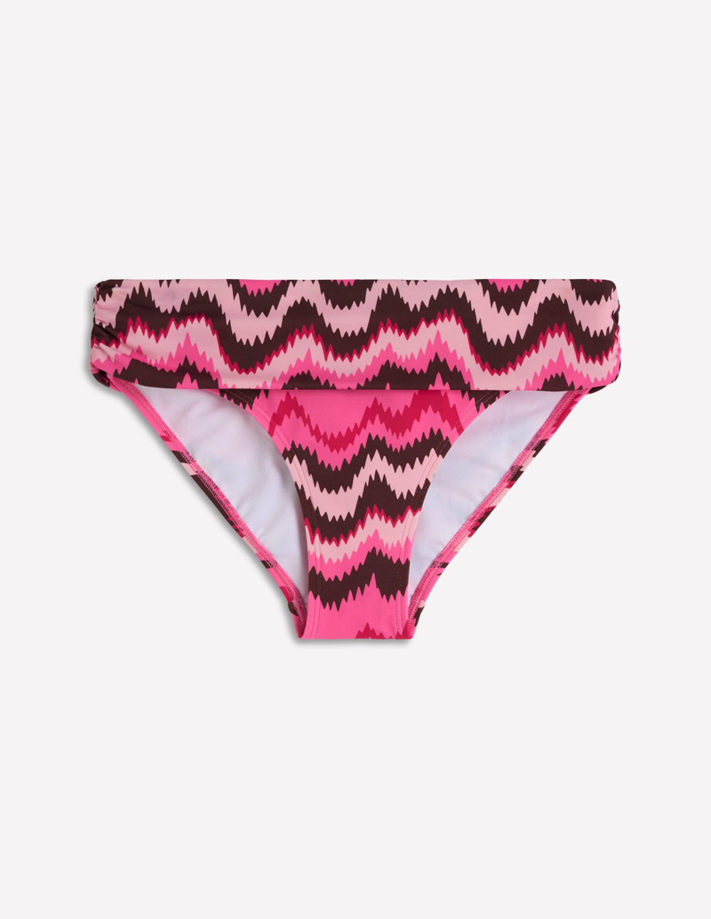 Classic Fold Bikini Bottoms-Pink, Zig zag Wave - 1