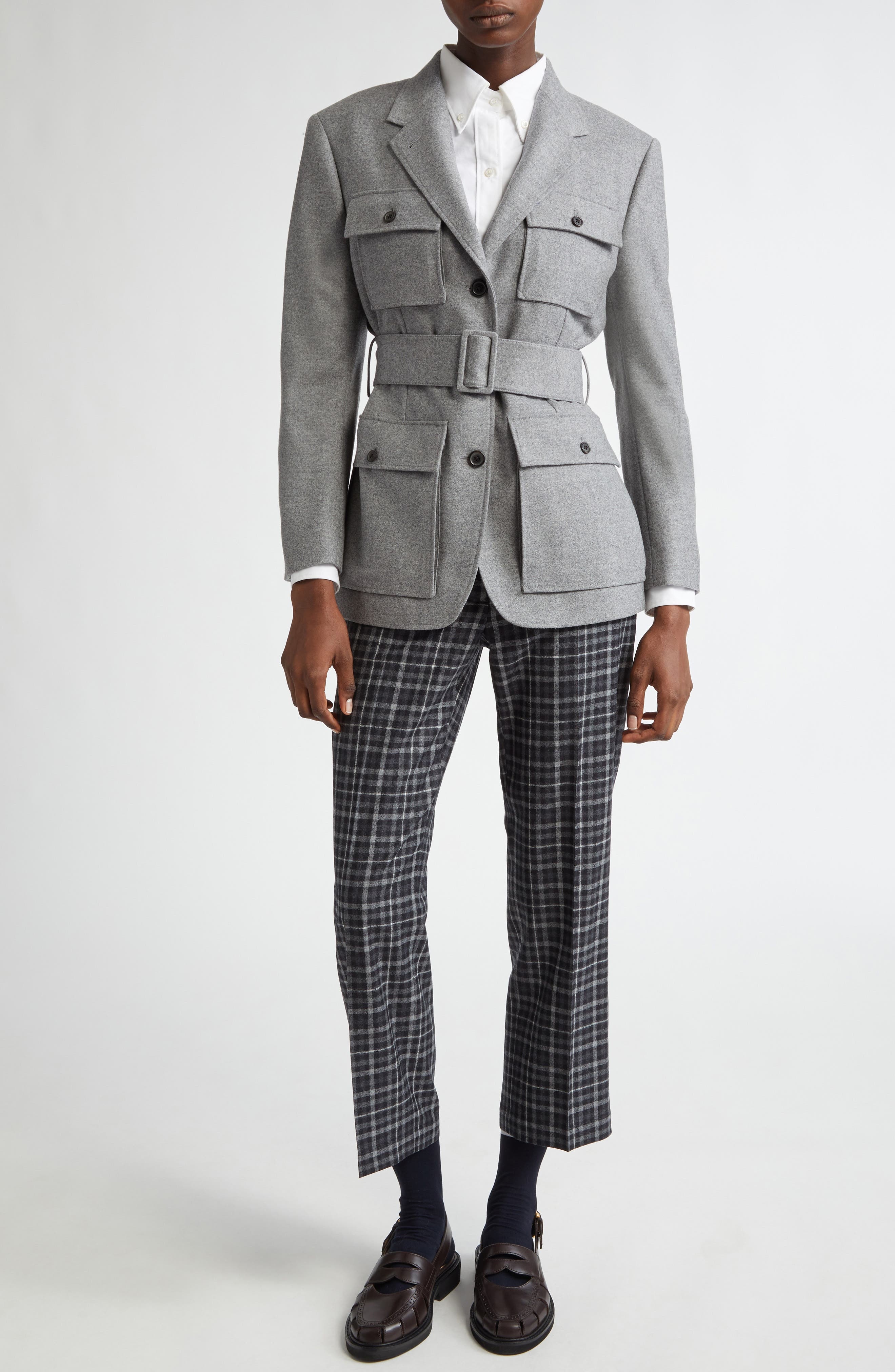 Thom Browne Wool Flannel Safari Jacket in Light Grey at Nordstrom - 2