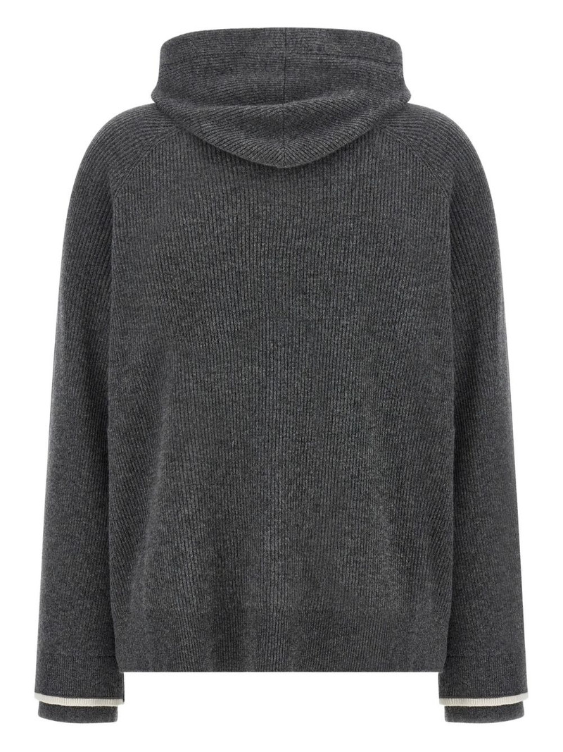 Brunello Cucinelli hooded ribbed sweater outlook