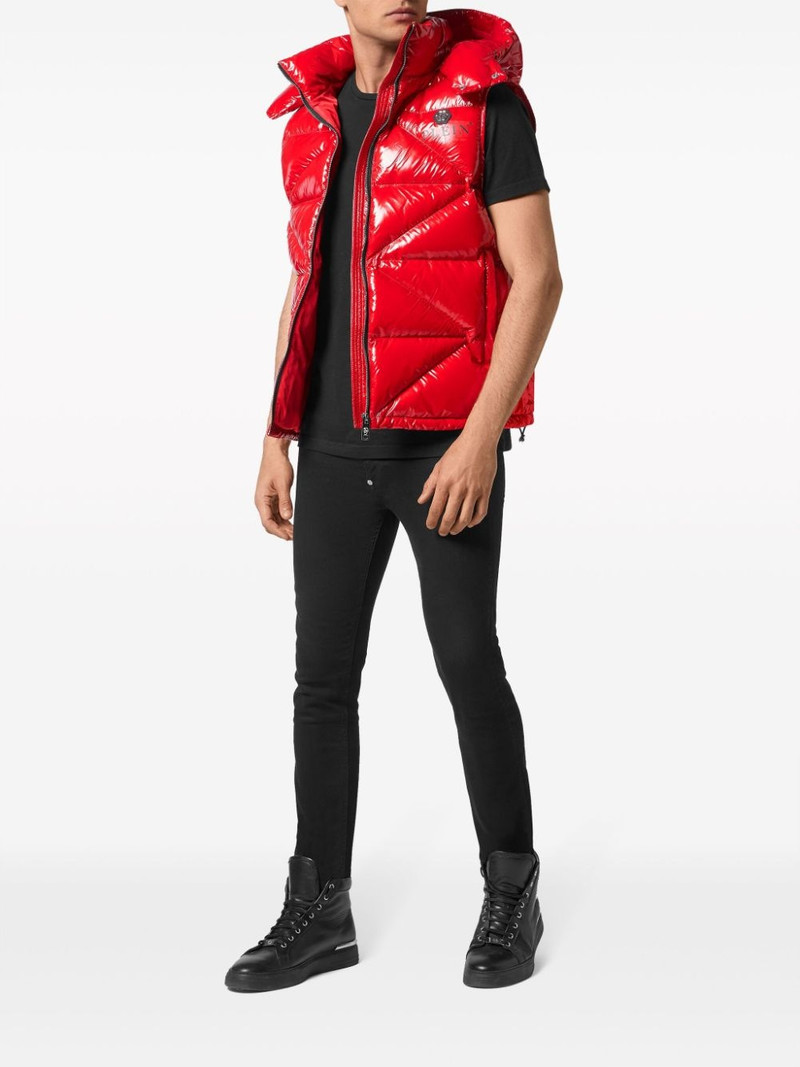 PHILIPP PLEIN Hexagon logo-plaque padded gilet outlook
