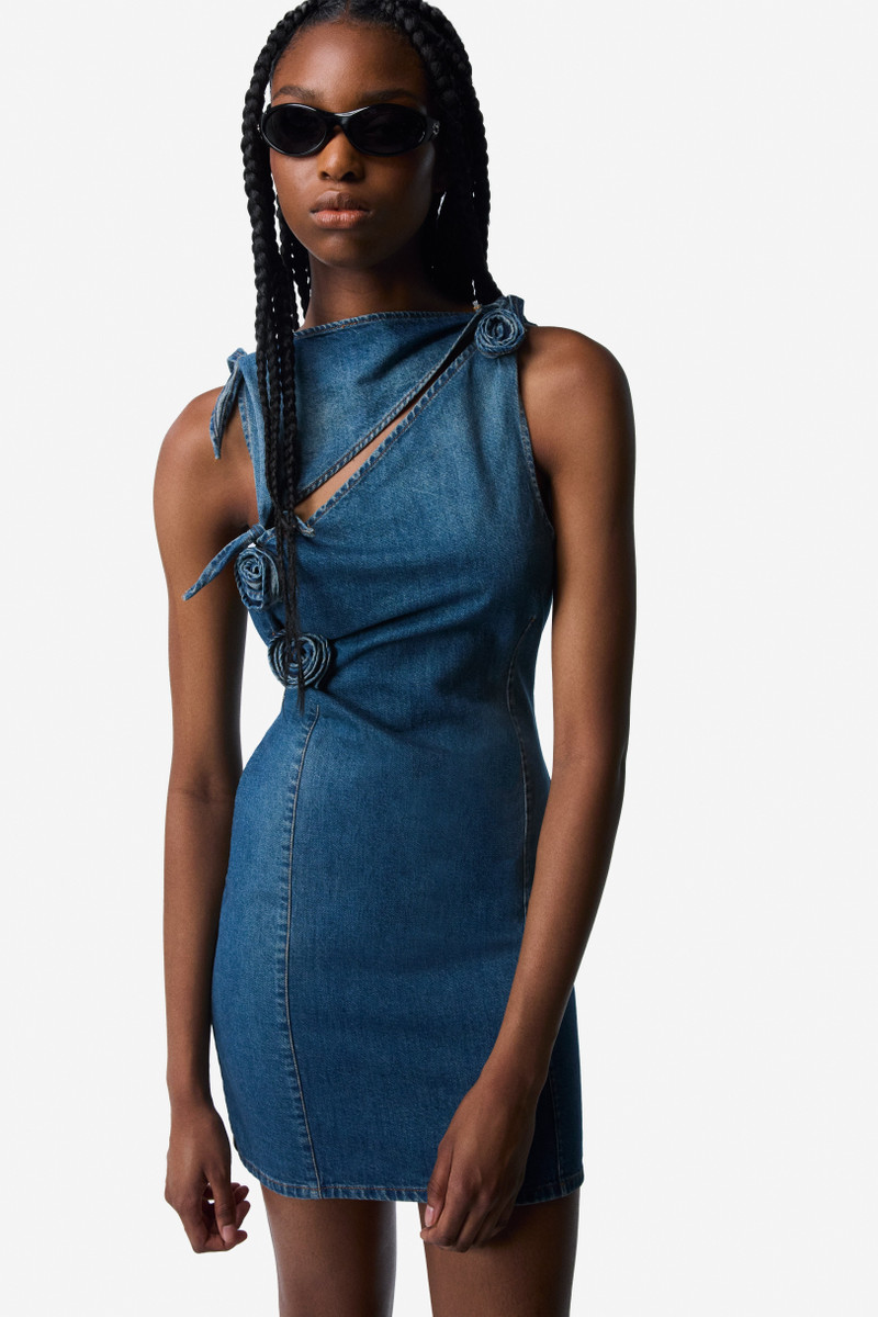 denim dress ganni LIGHT PINK OVERDYED HEAVY MINI Color:Dark Heather women's vacation clothing Button closure at the How can you cover