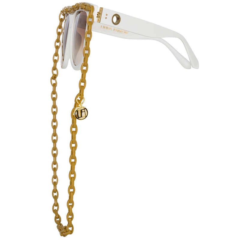 LINDA FARROW DAKOTA FLAT TOP SUNGLASSES IN WHITE outlook