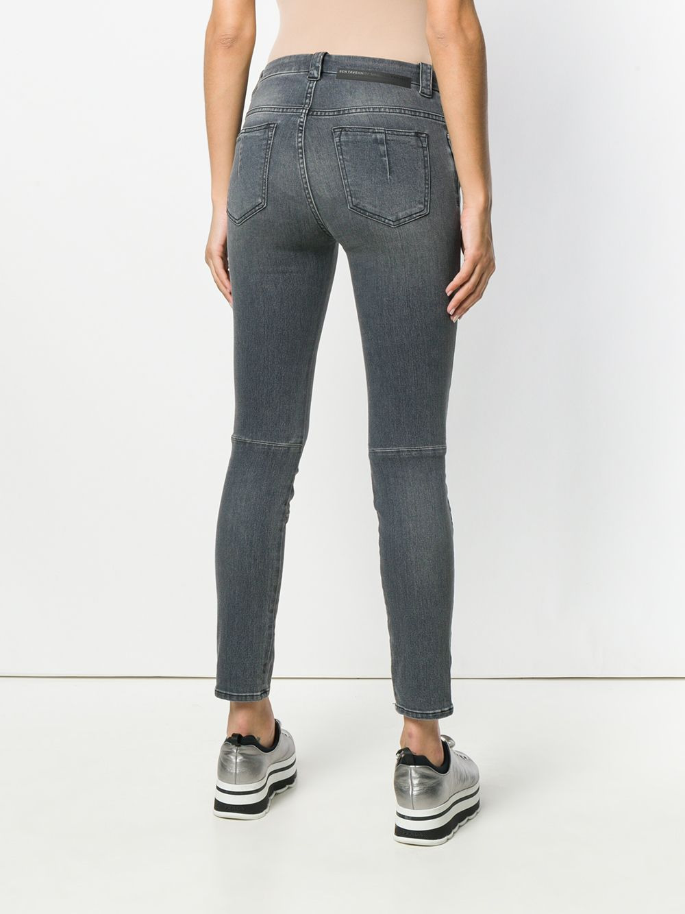 lace-up jeans - 4
