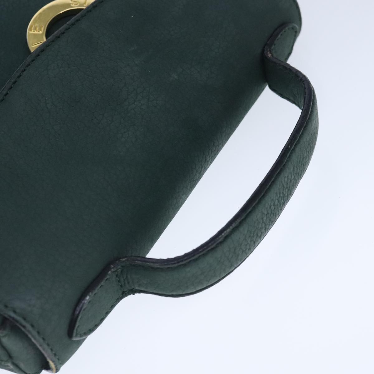 CELINE Hand Bag Leather Green Gold - 6