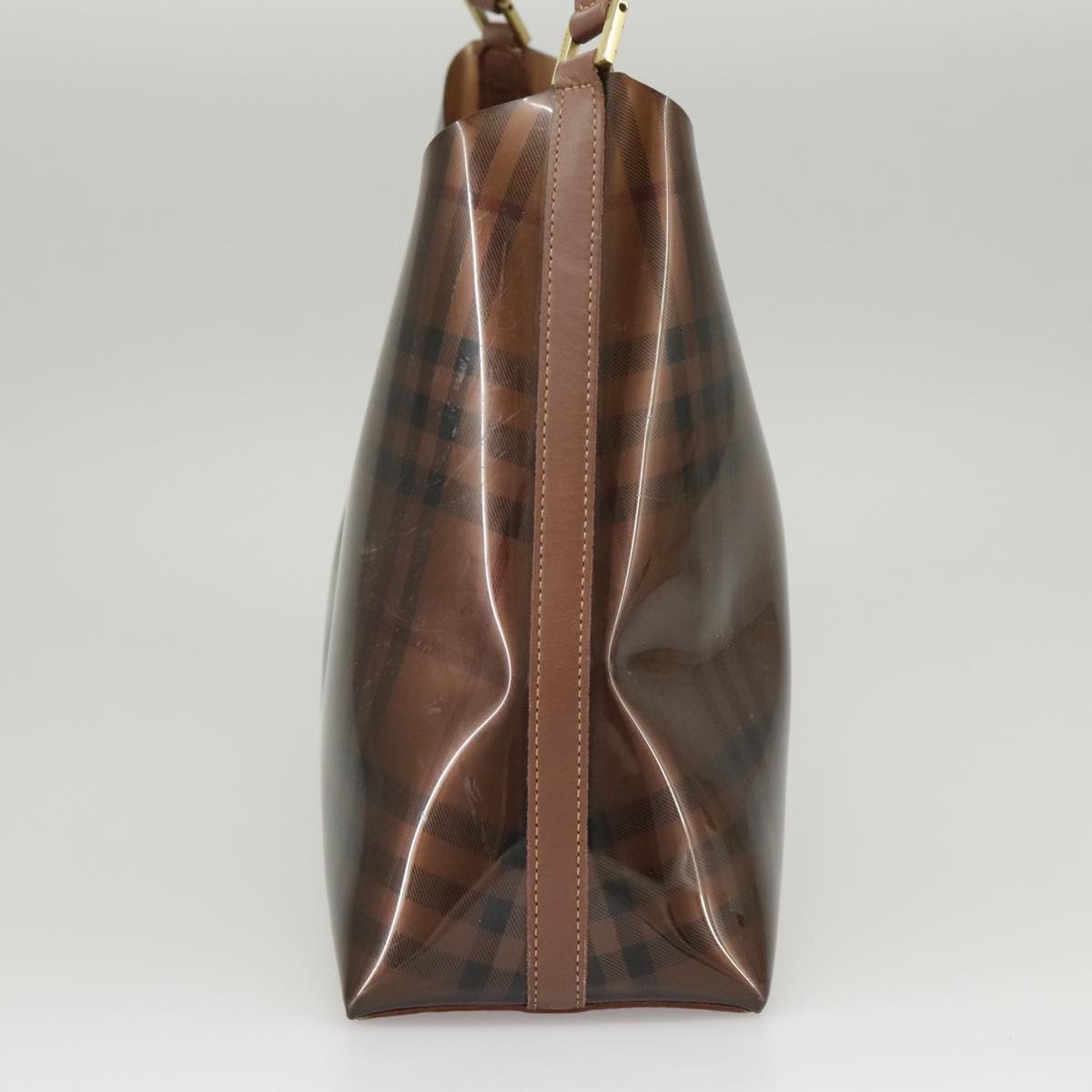 Burberry Nova Check Shoulder Bag Vinyl Leather Brown Gold - 4
