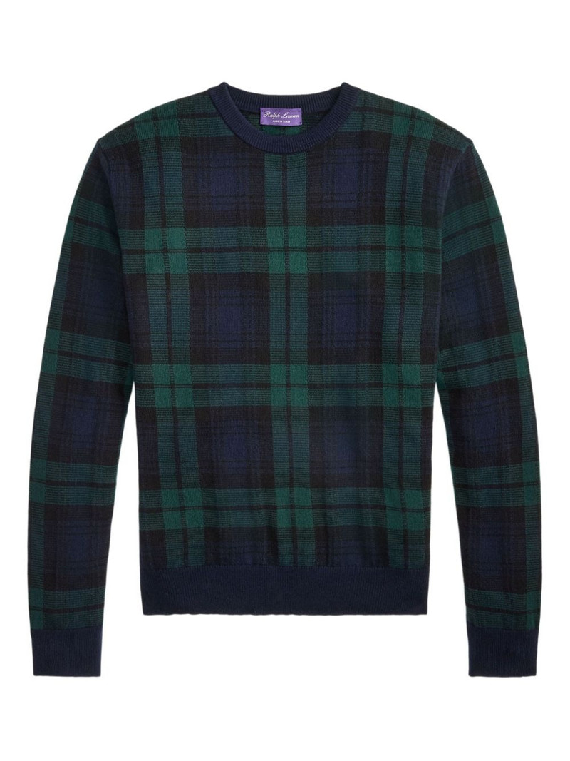 plaid-pattern crew-neck sweater 1
