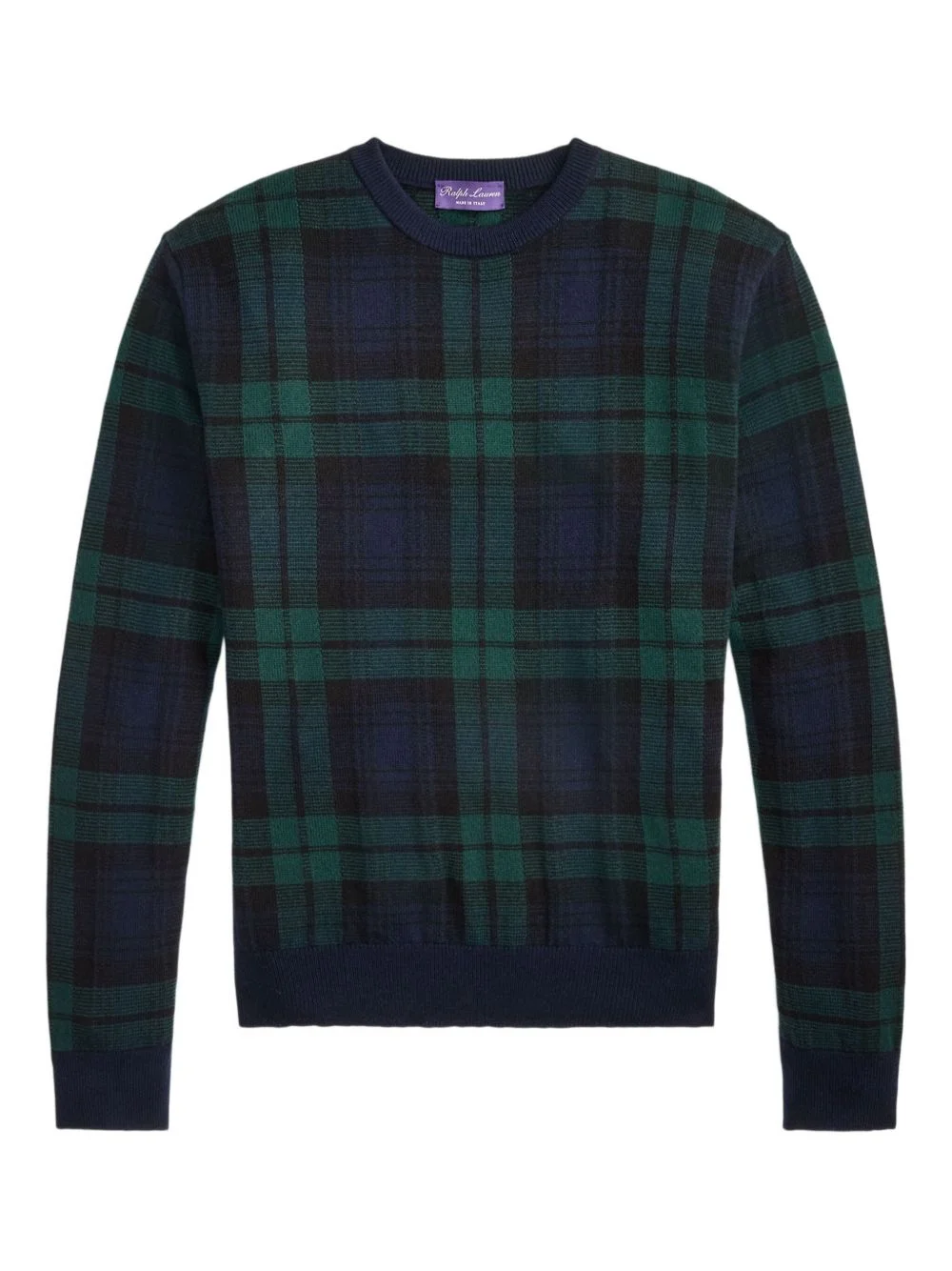 plaid-pattern crew-neck sweater - 1
