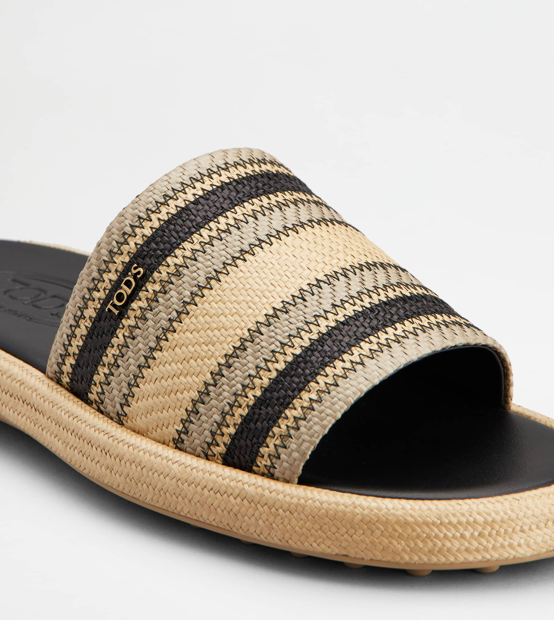 SANDALS IN FABRIC - BEIGE, BLACK - 5