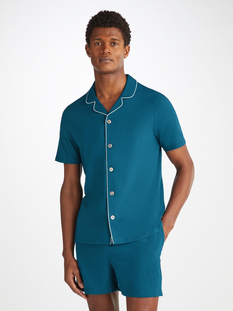Men's Short Pajamas Basel Micro Modal Stretch Poseidon Blue - 2