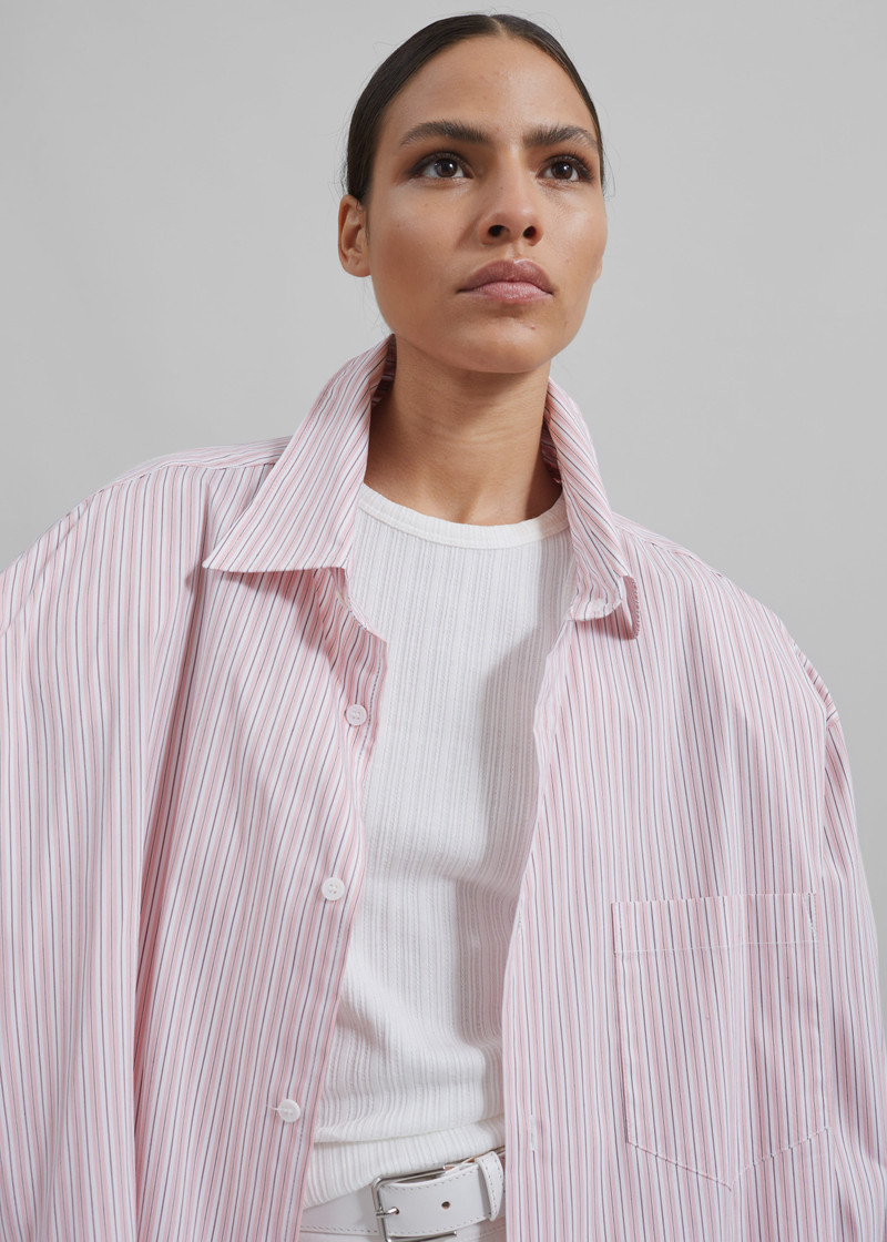 Cyrus Button Up Shirt - Pink/White Stripe 8