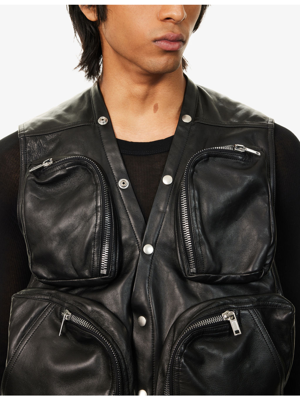Cargo Open-Back Leather Vest - 5