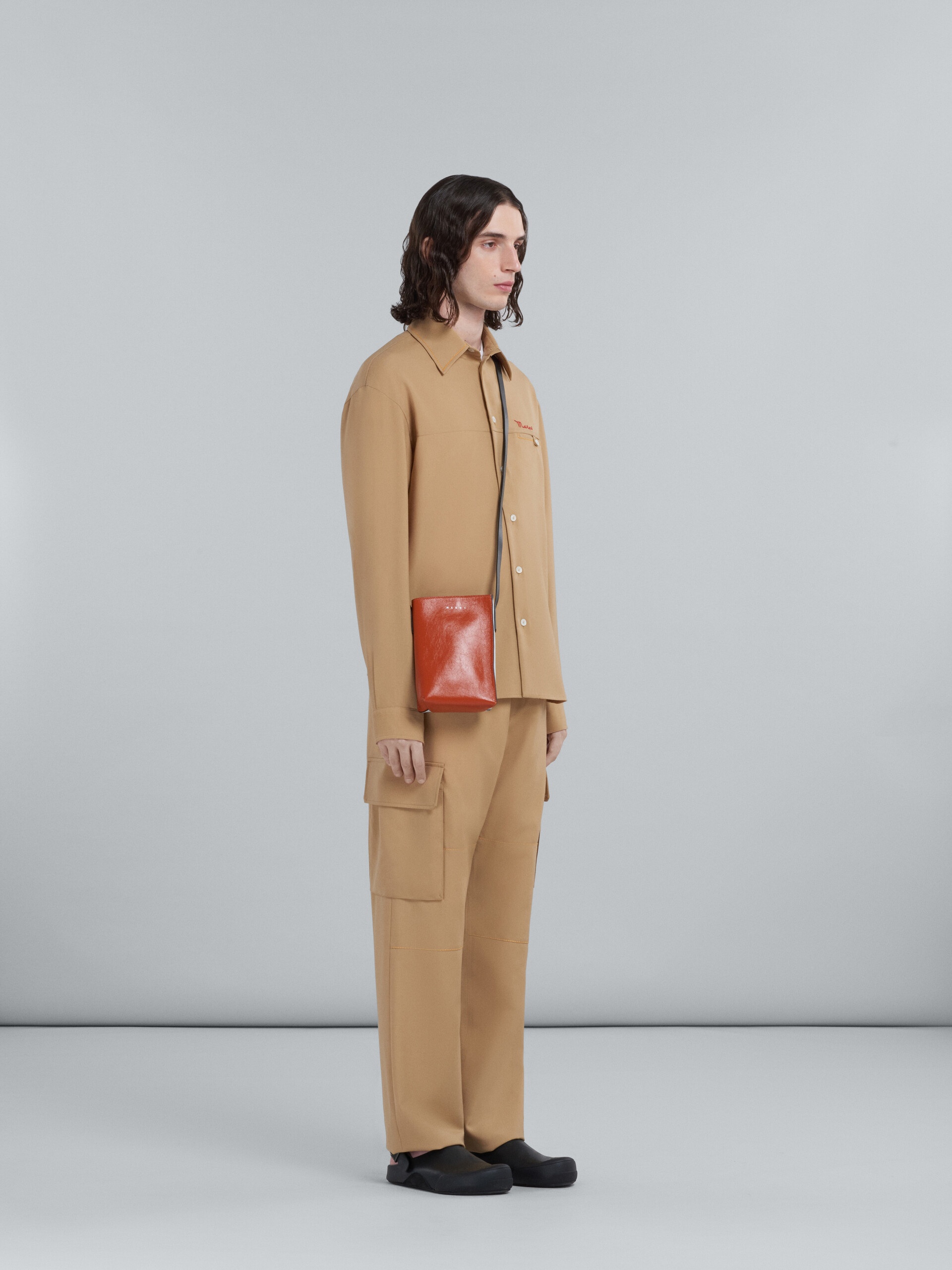 BEIGE TROPICAL WOOL CARGO PANTS - 5