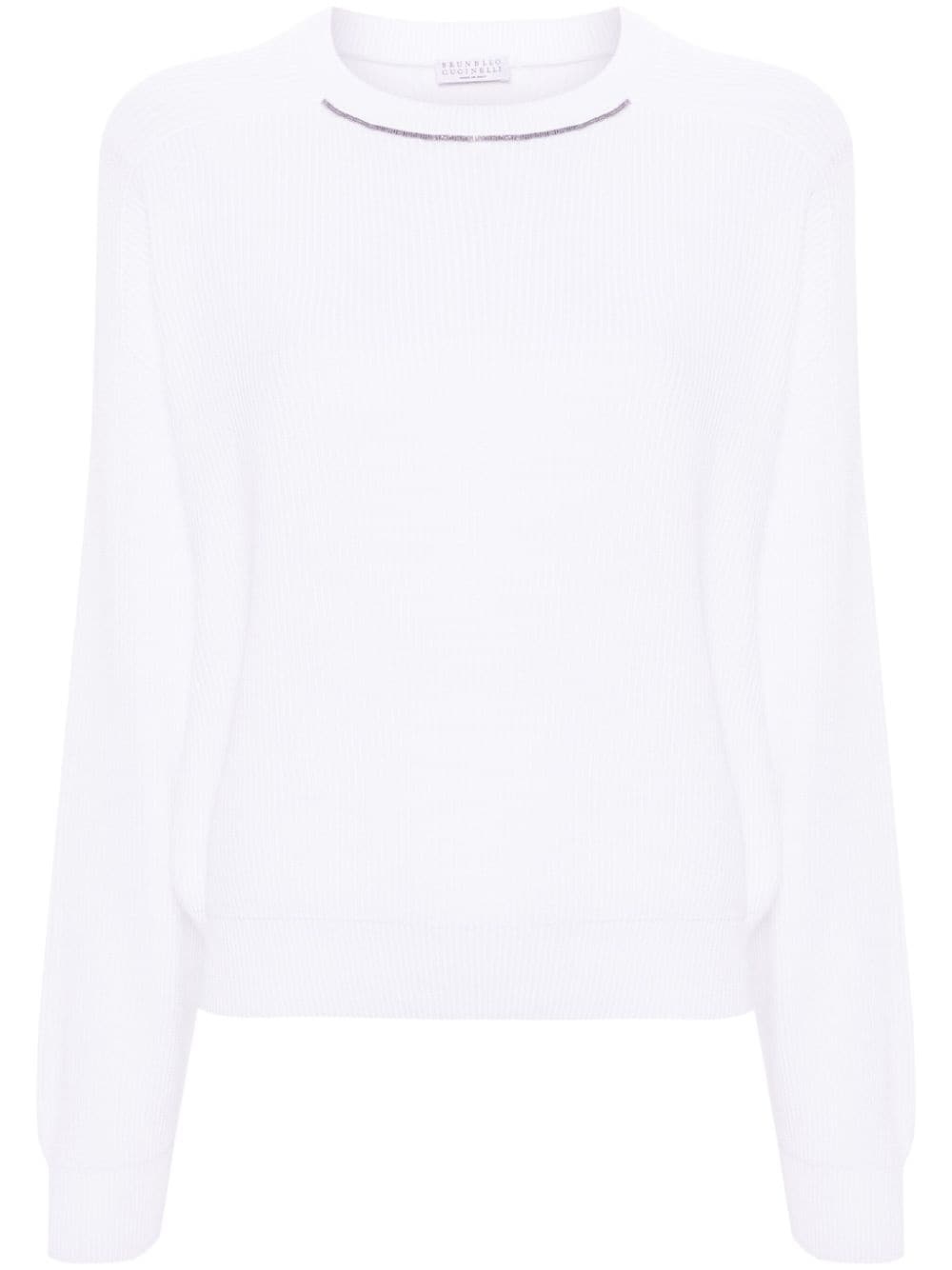 Monili bead-embellished cotton jumper - 1