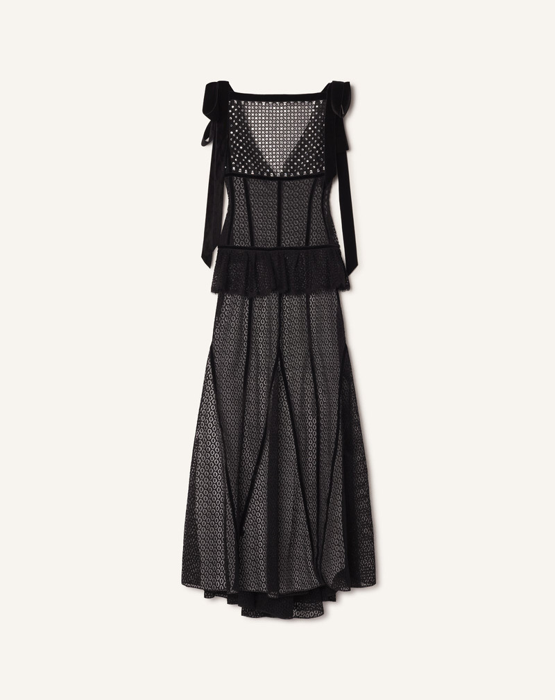 EMBROIDERED LACE HALTER DRESS 1