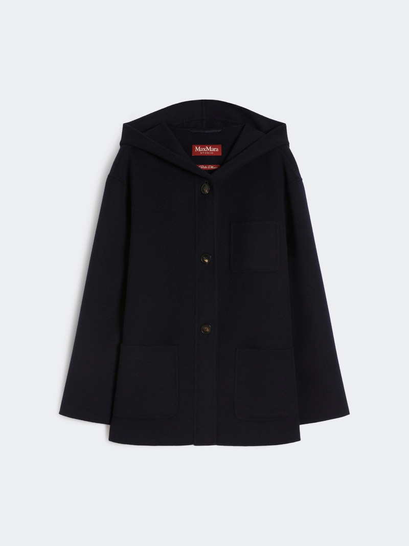 PAGLIE Cashmere, wool and silk hooded coat - NAVY 1