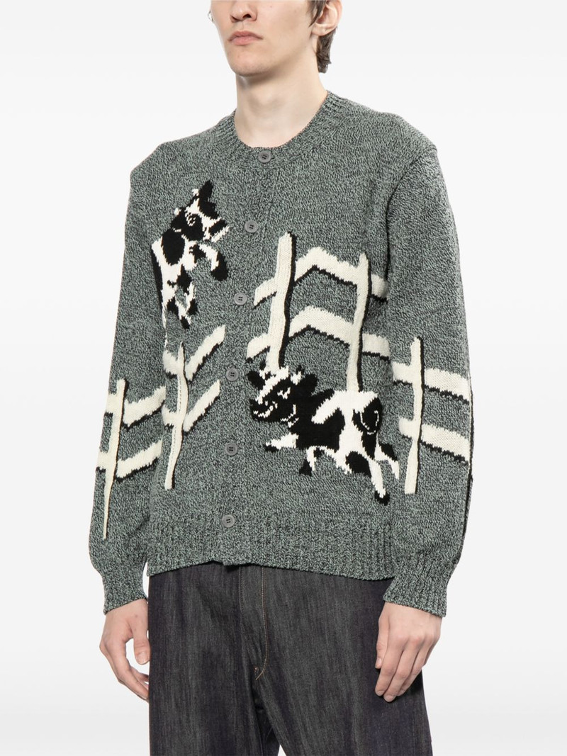 cow-appliqué cardigan 3