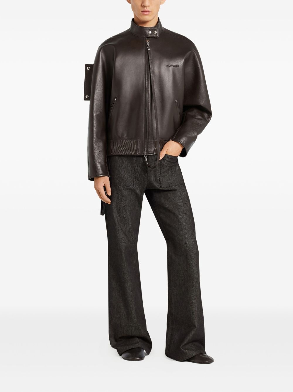 zip-up leather jacket - 2