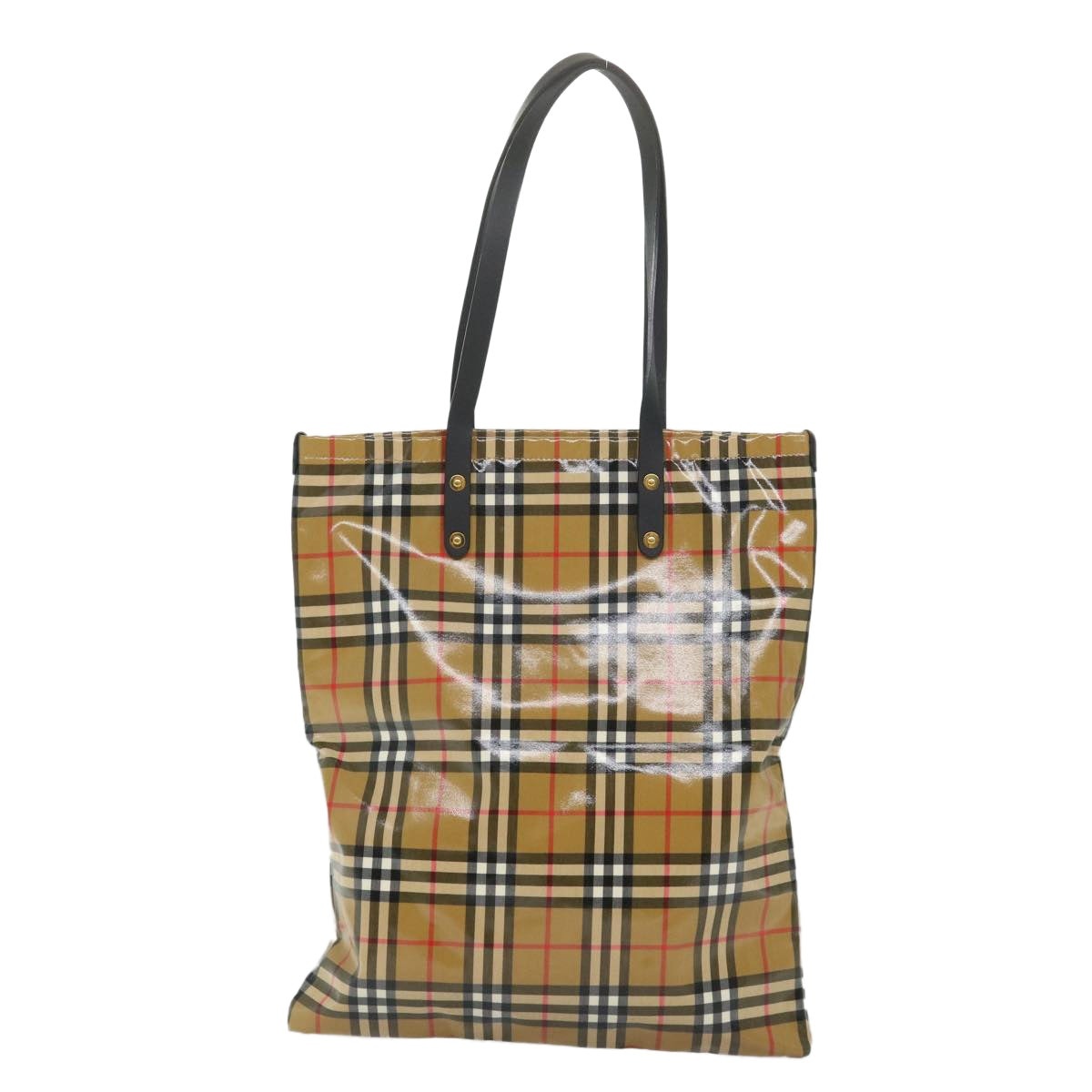 Burberry Nova Check Tote Bag Coated Canvas Beige Black - 3