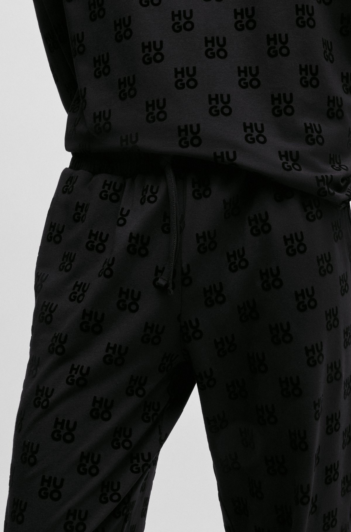 STRAIGHT-LEG TRACKSUIT BOTTOMS WITH FLOCK-PRINT STACKED LOGOS - 5