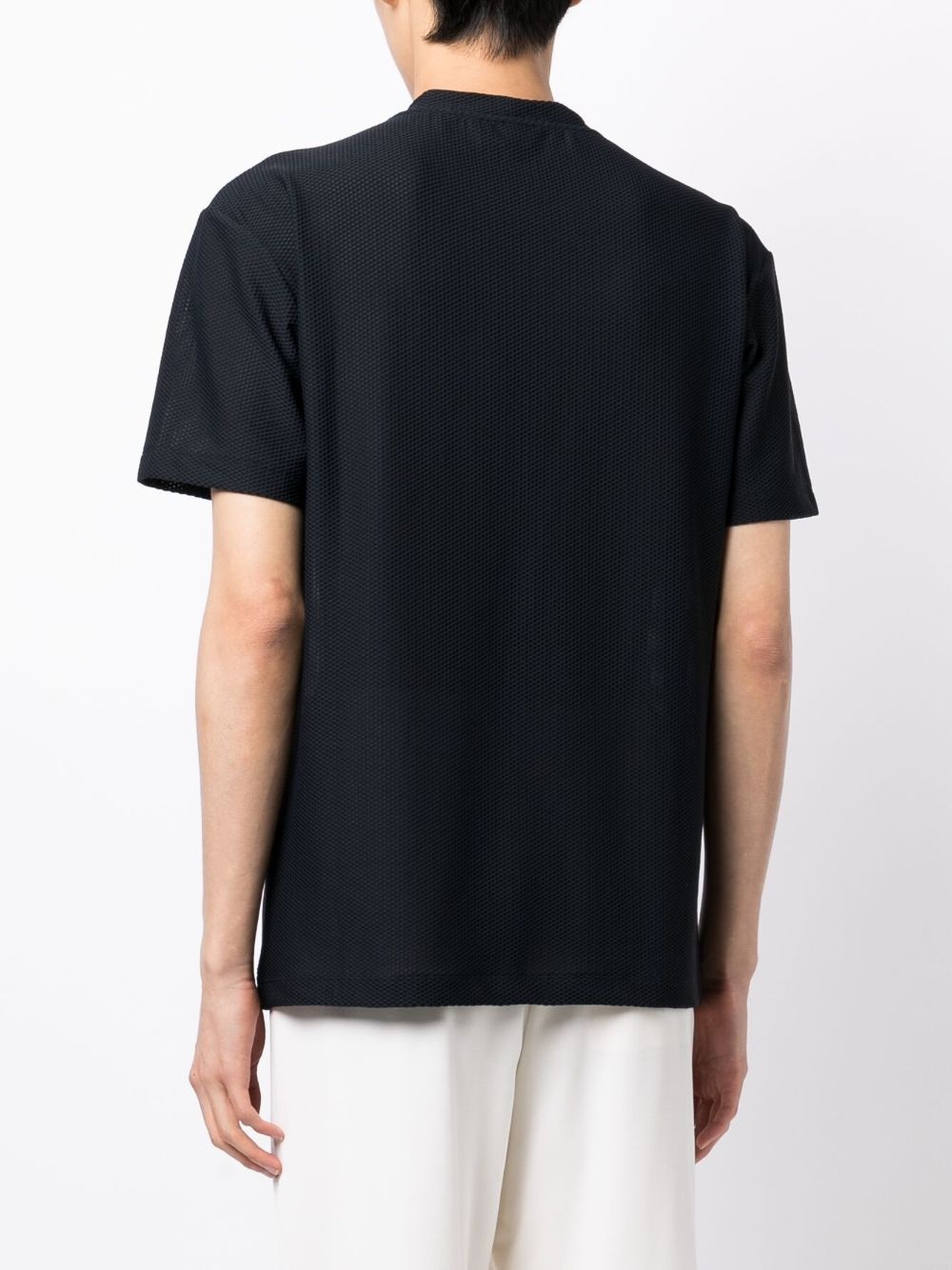 logo-embroidered perforated T-shirt - 4