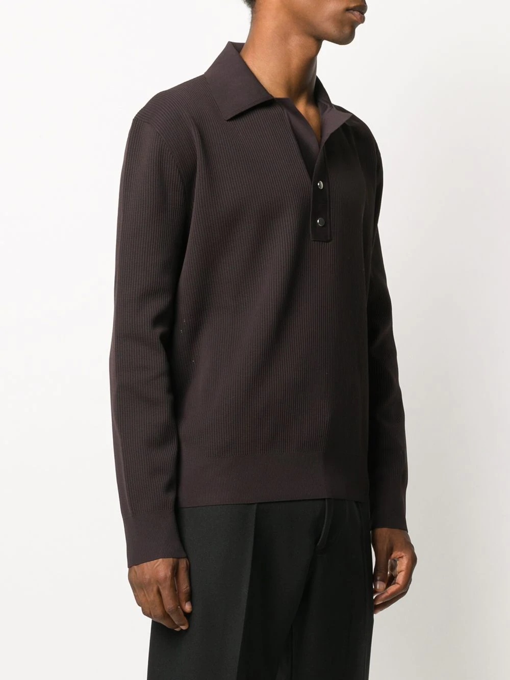 ribbed-knit polo shirt - 3