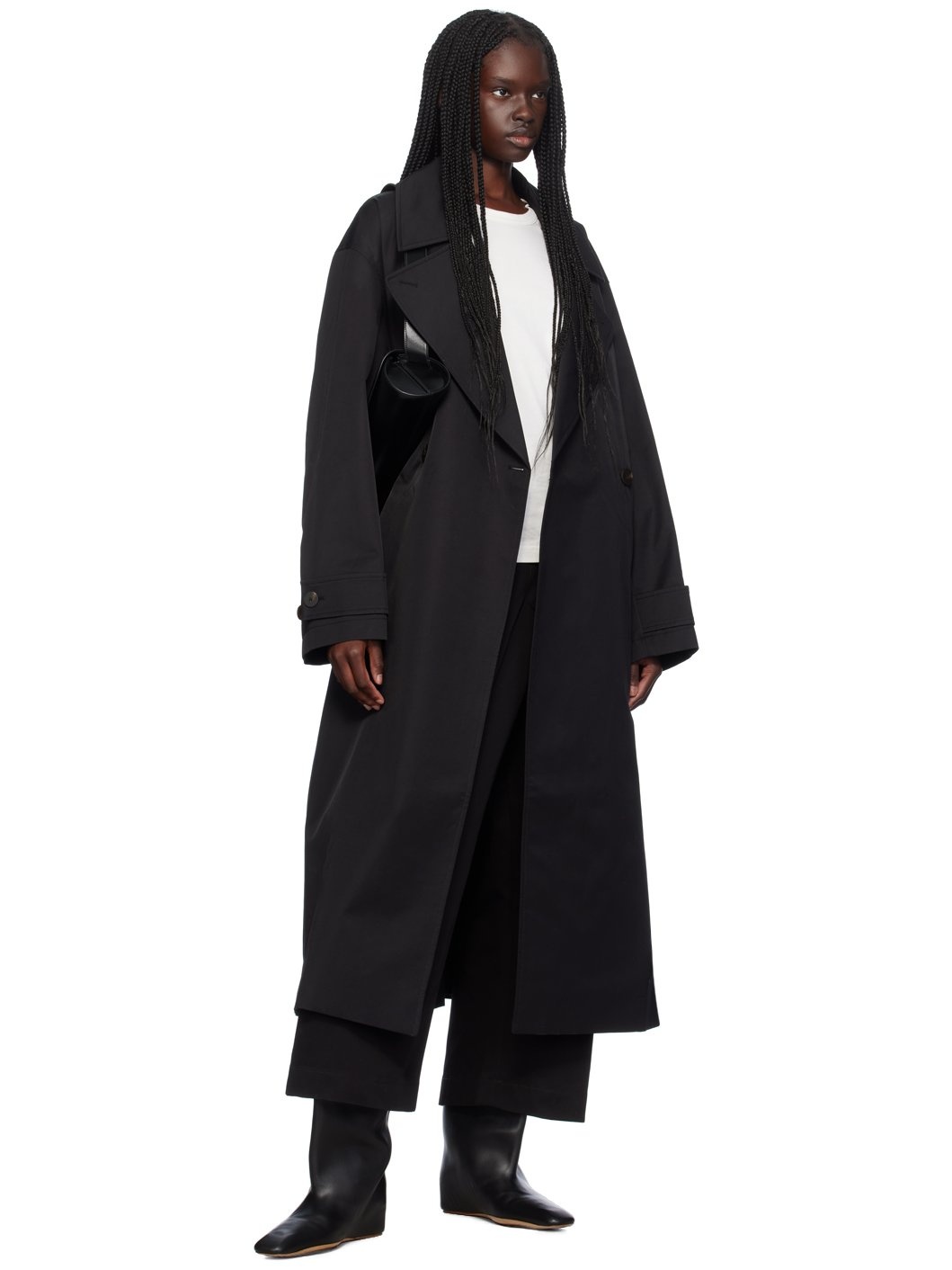 Studio Nicholson Black Mawer Trench Coat | ssense | REVERSIBLE
