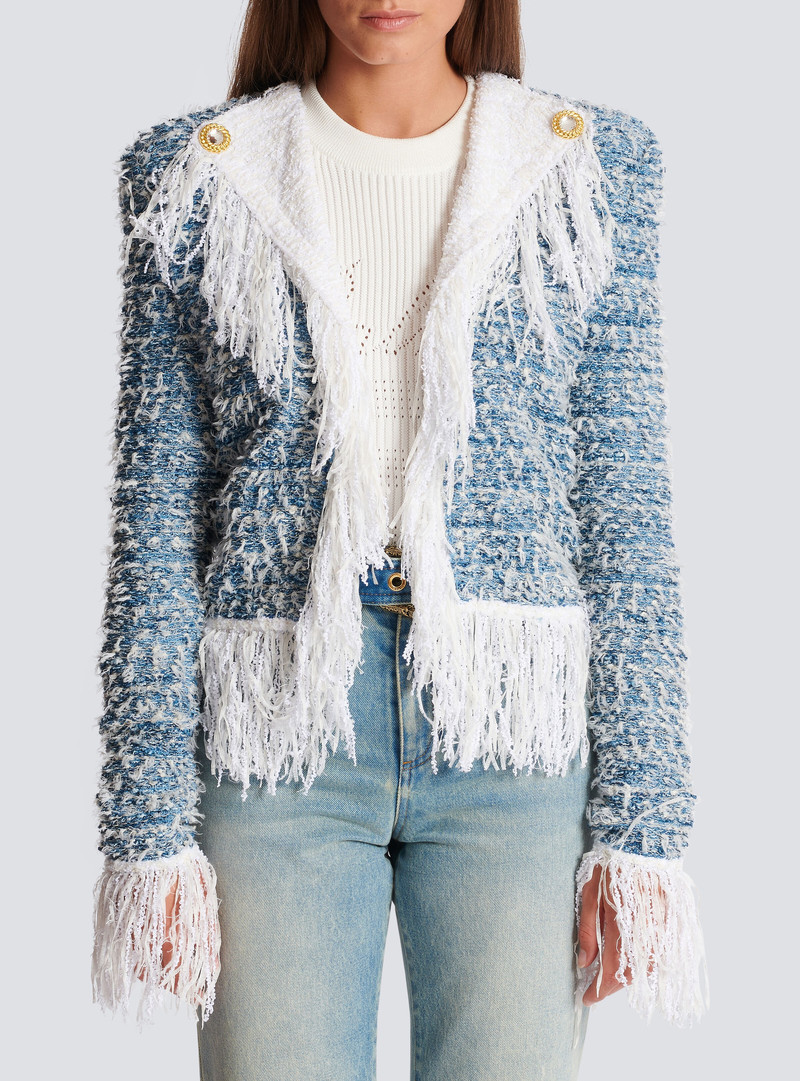 Fringed denim tweed jacket 5