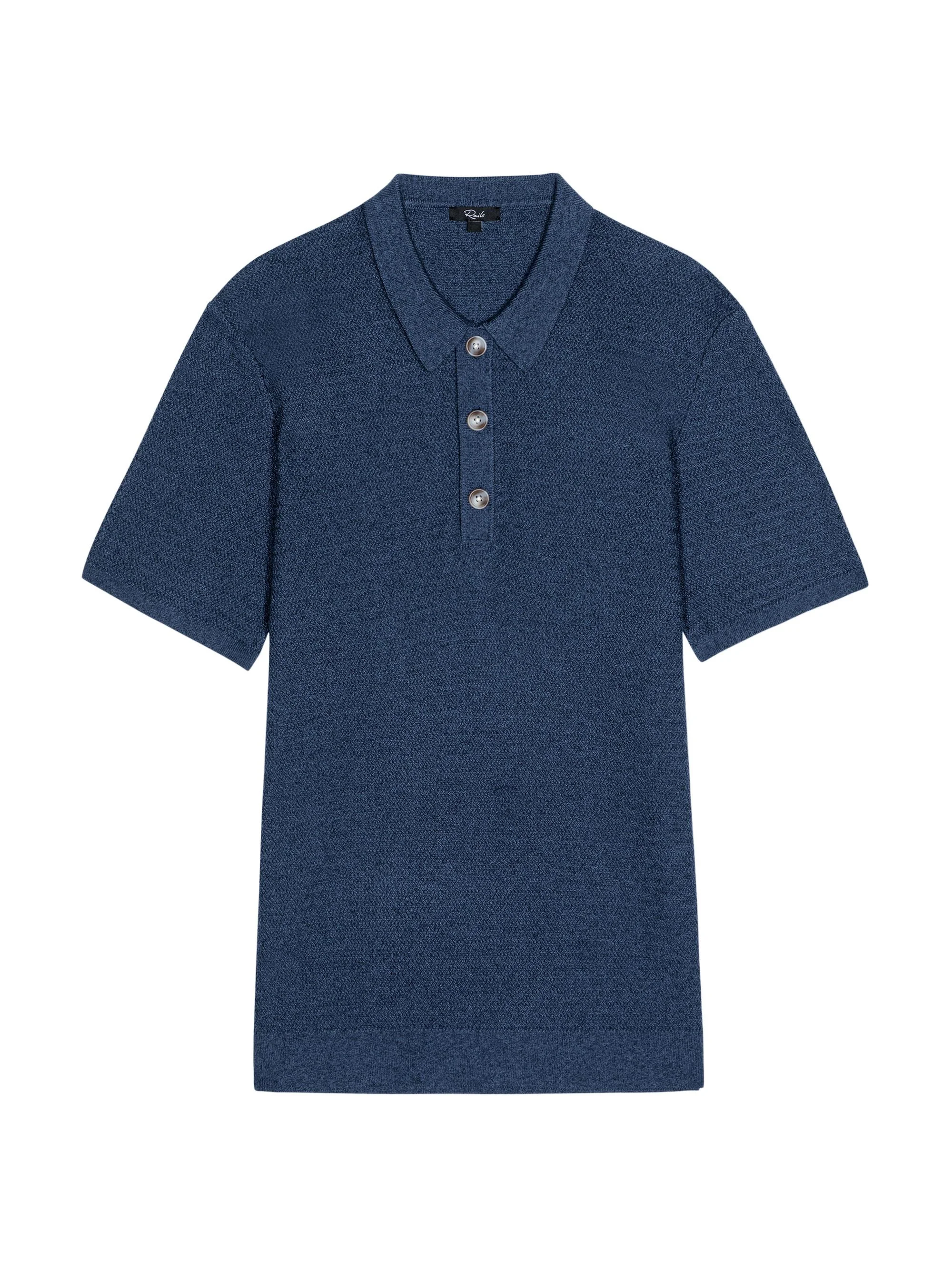 Men's Nathan Cotton-Cashmere Herringbone Knit Polo Shirt - Harbour - 1