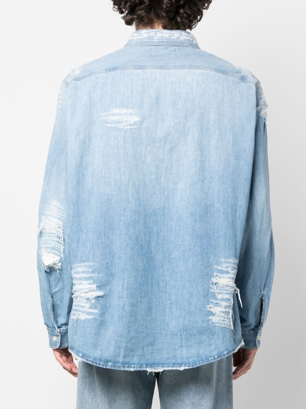 distressed denim shirt - 4