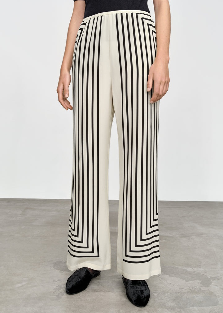 Monogram silk slacks creme - 3