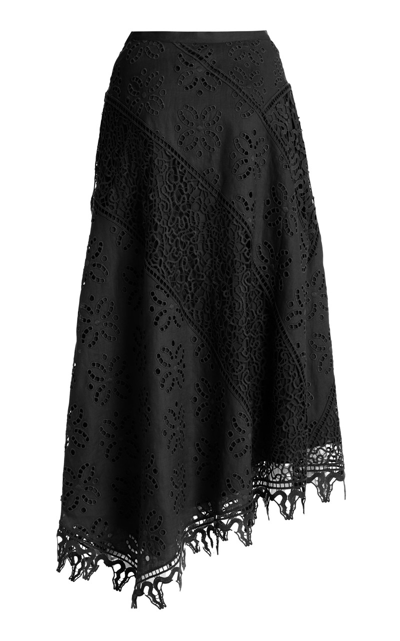 Solara Eyelet-Lace Linen Maxi Skirt black 5