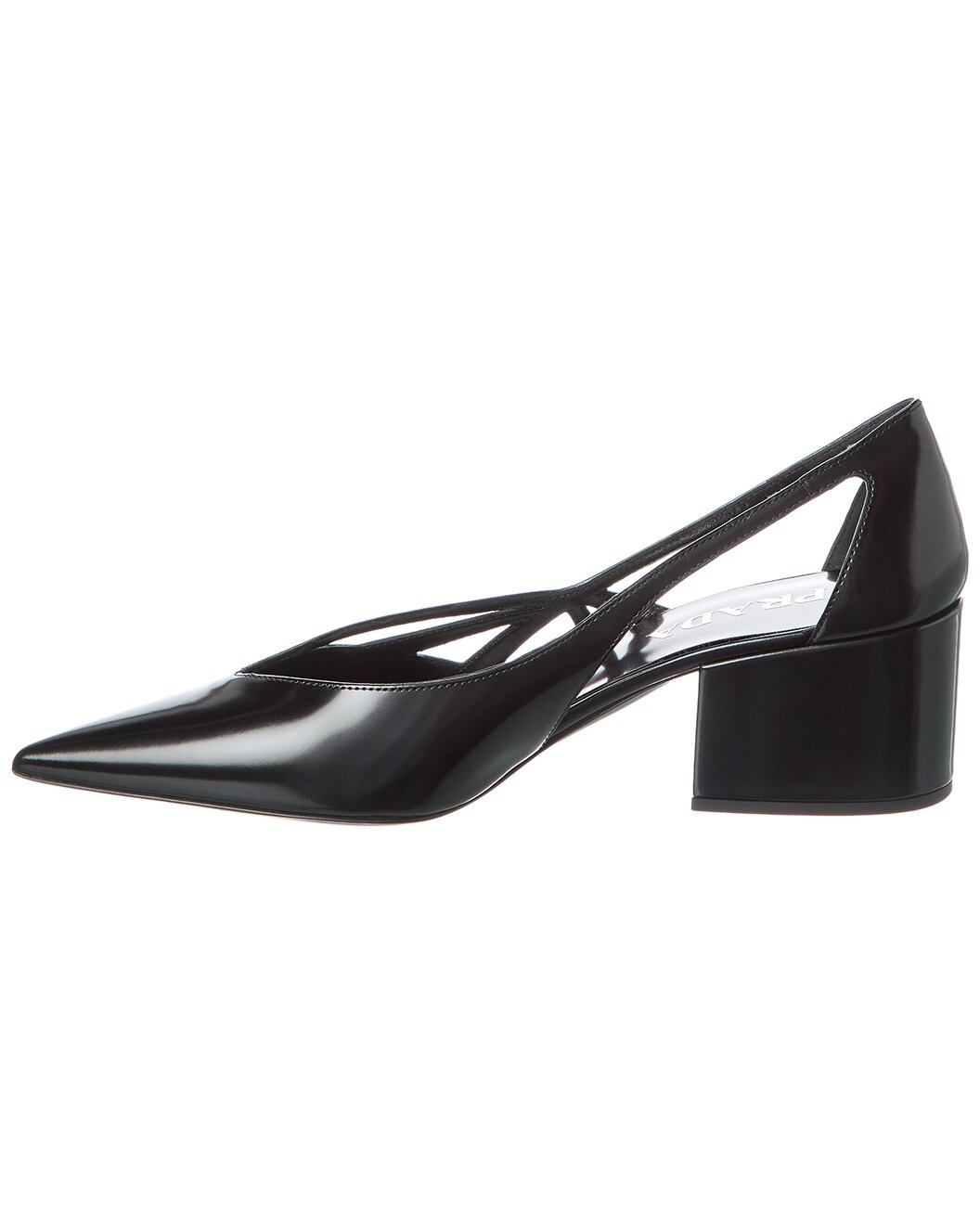Prada Cutout Leather Pointy-Toe Pump - 2