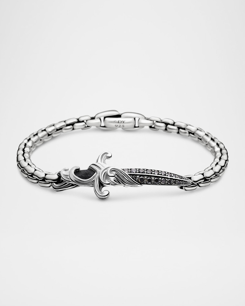 Men's Waves Dagger Bracelet in Silver, 5mm 1